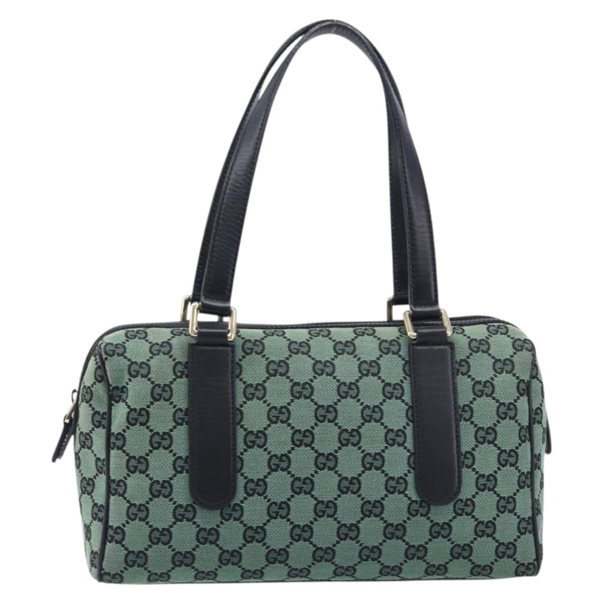 GUCCI GG Canvas Hand Bag Green Gold 257289 Auth 206973A