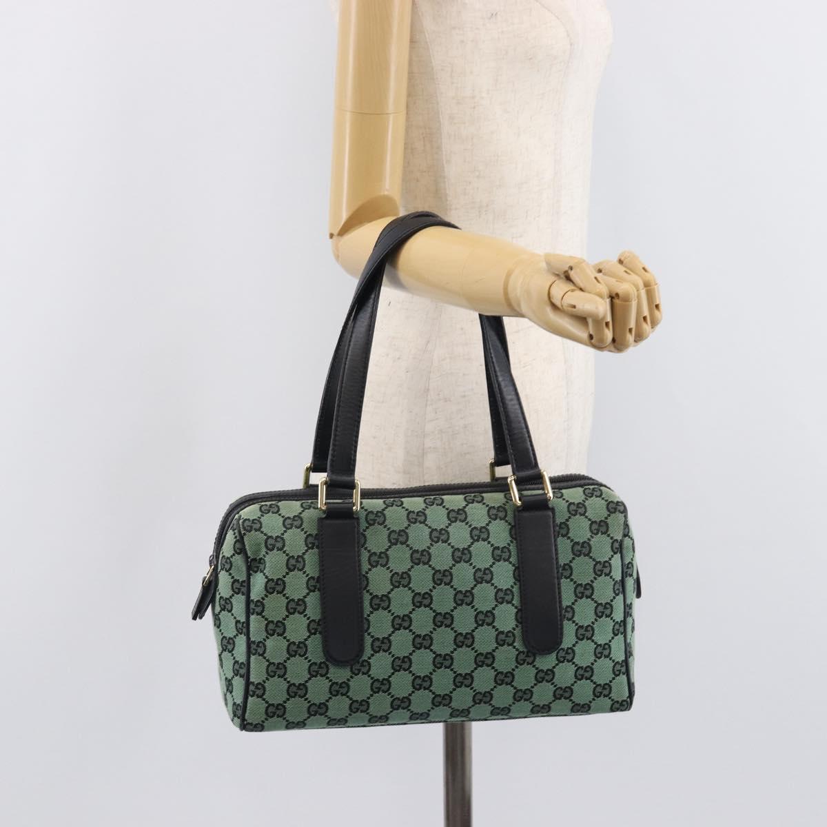 GUCCI GG Canvas Hand Bag Green Gold 257289 Auth 206973A