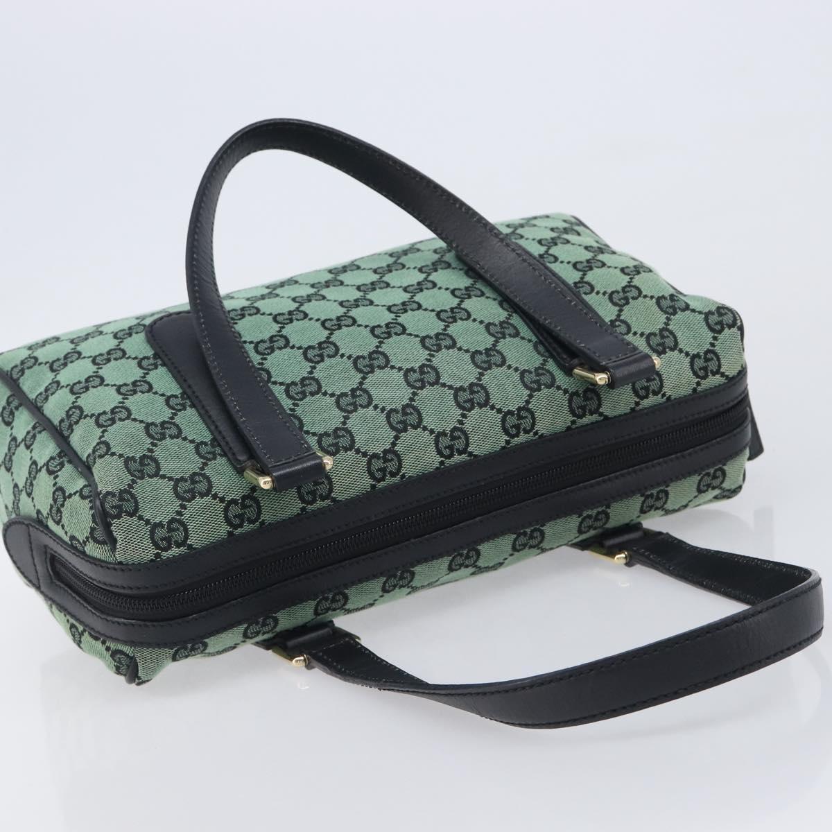 GUCCI GG Canvas Hand Bag Green Gold 257289 Auth 206973A