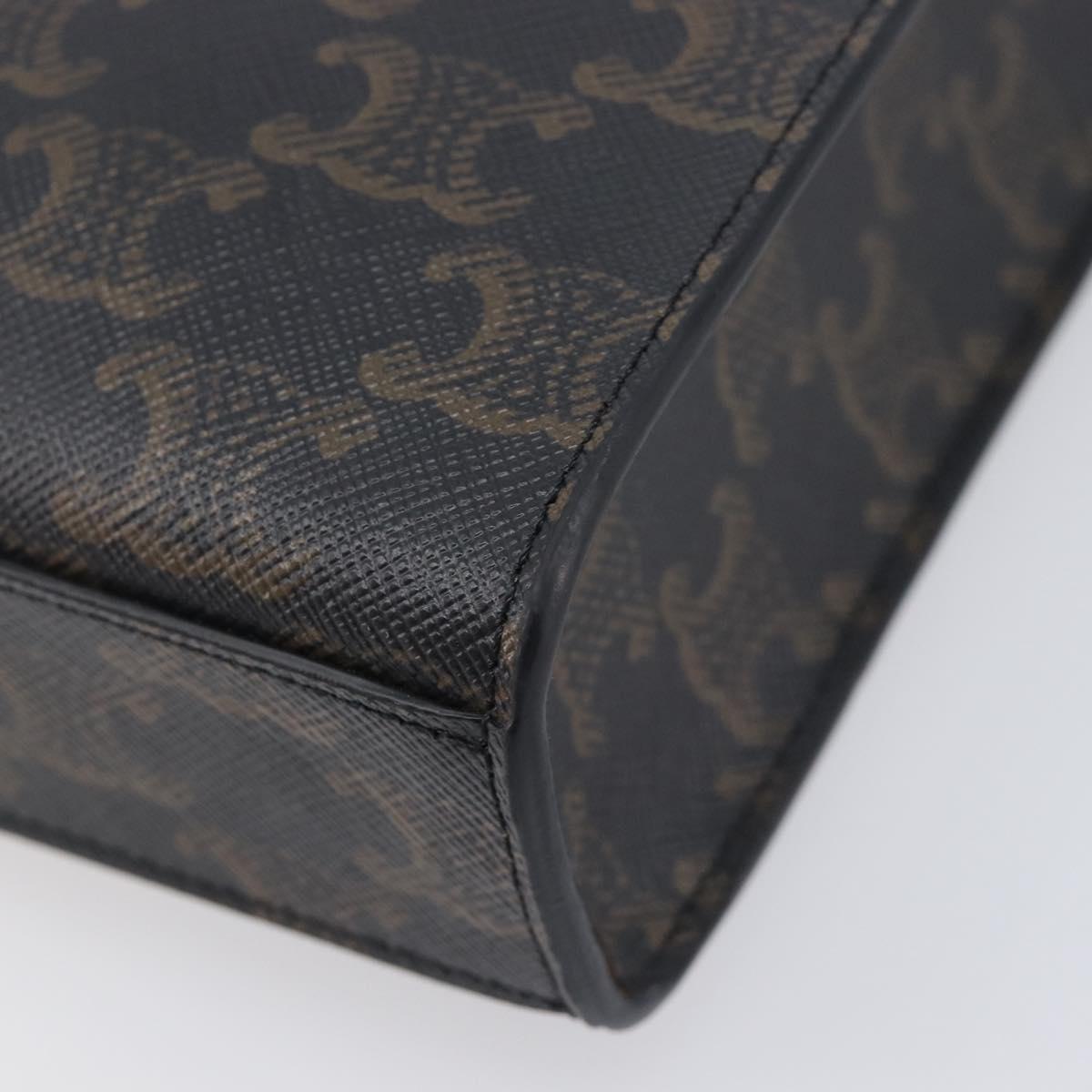 CELINE Macadam Canvas Vertical Caba XS Bag PVC Leather 2way Black Auth 206978M