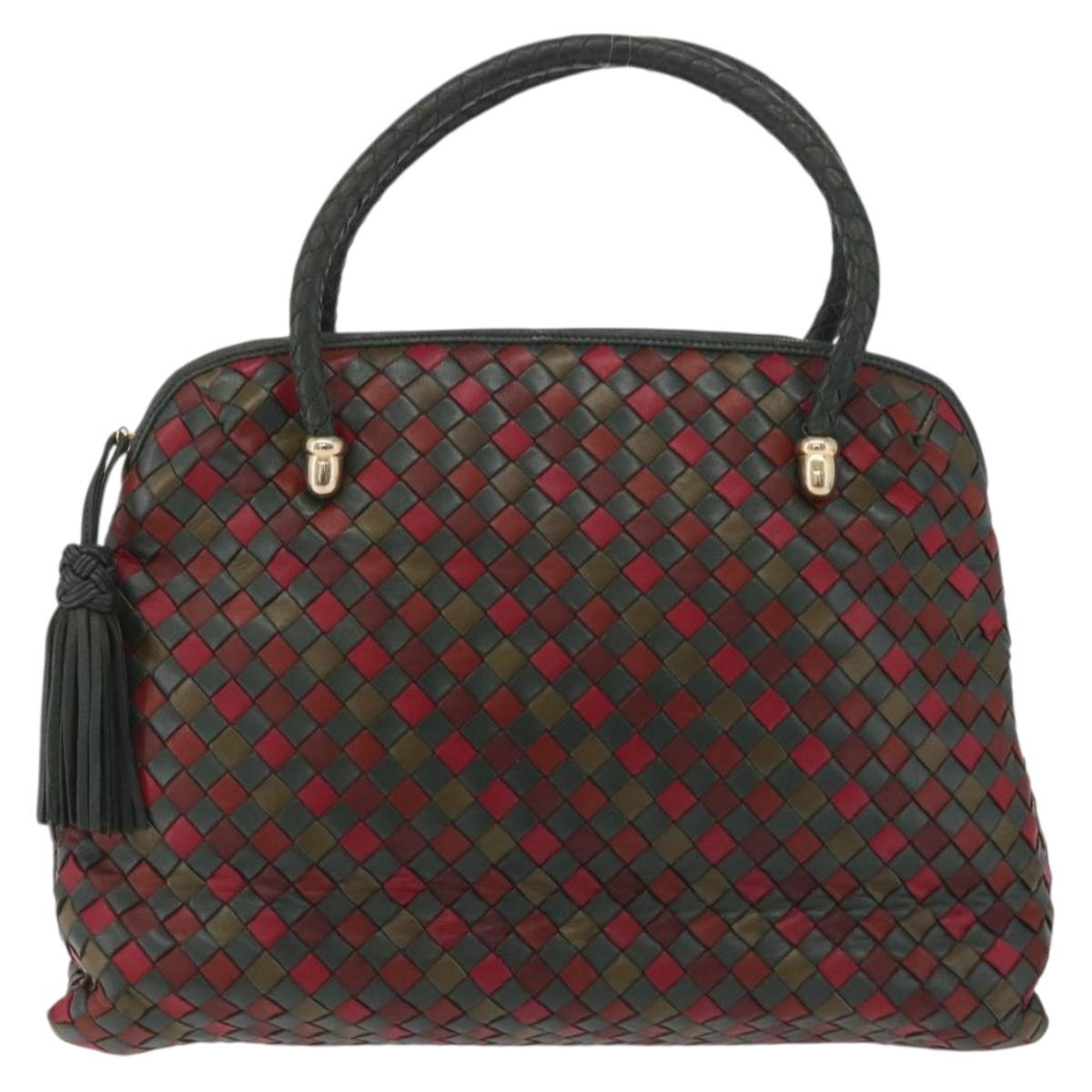 Bottega Veneta INTRECCIATO Hand Bag Leather Red Gold 113087 Auth 207000