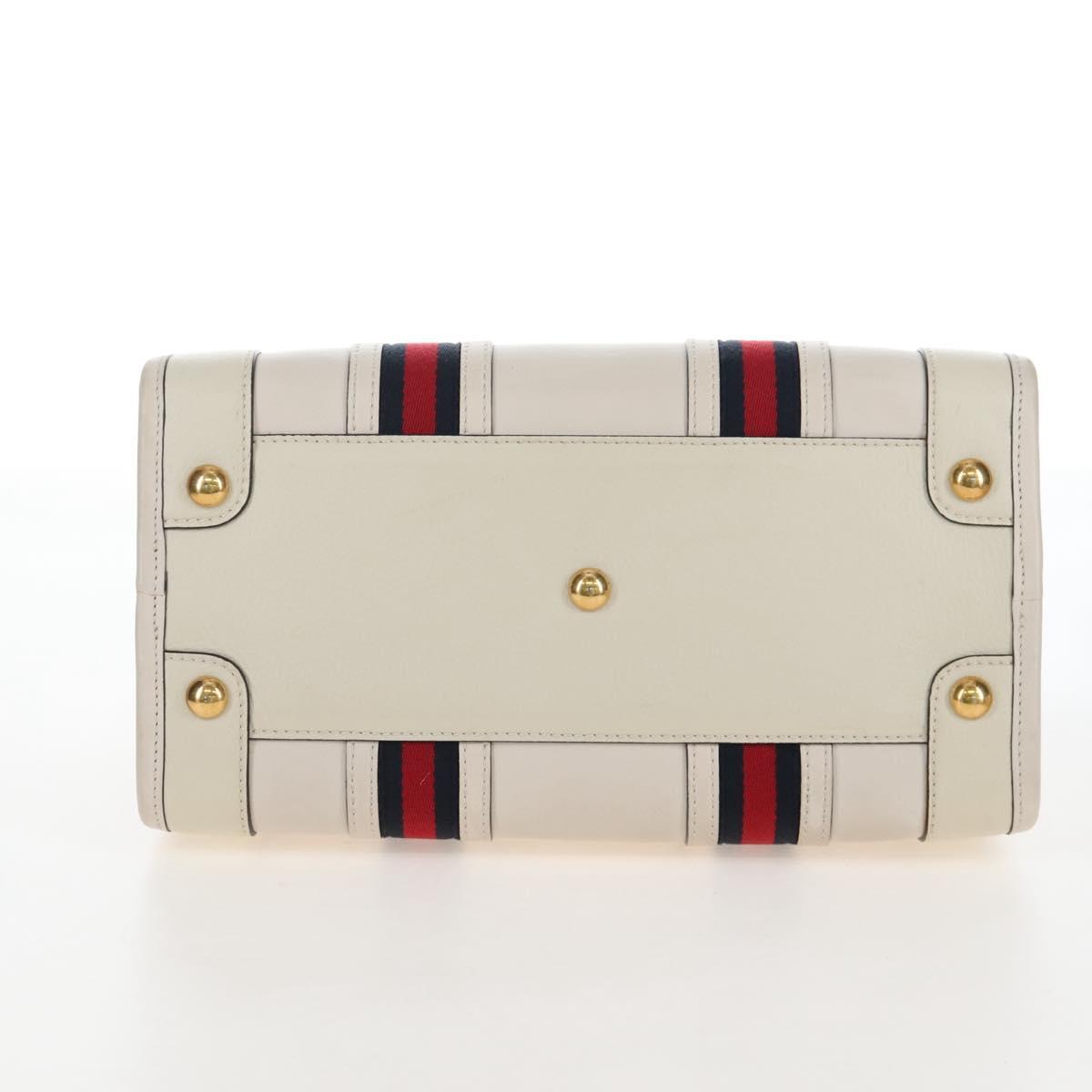 GUCCI Ophdia GG Sherry Line Hand Bag Leather 2way White Gold 715666 Auth 207006V