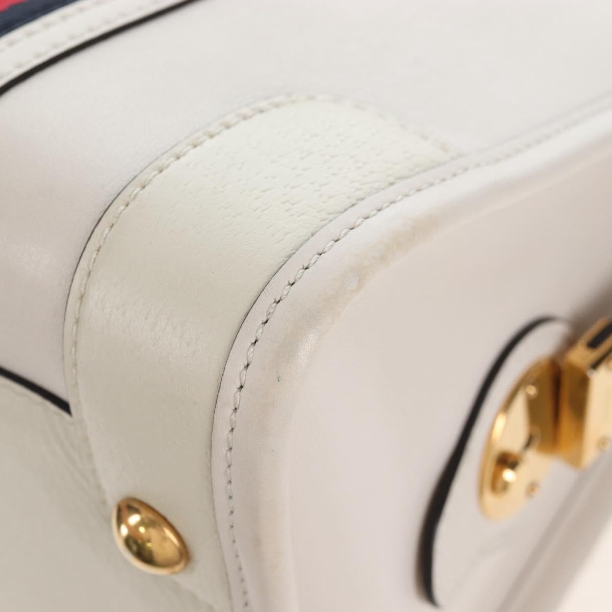 GUCCI Ophdia GG Sherry Line Hand Bag Leather 2way White Gold 715666 Auth 207006V