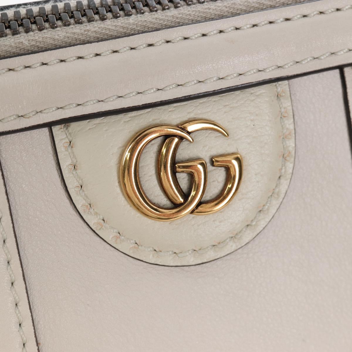 GUCCI Ophdia GG Sherry Line Hand Bag Leather 2way White Gold 715666 Auth 207006V
