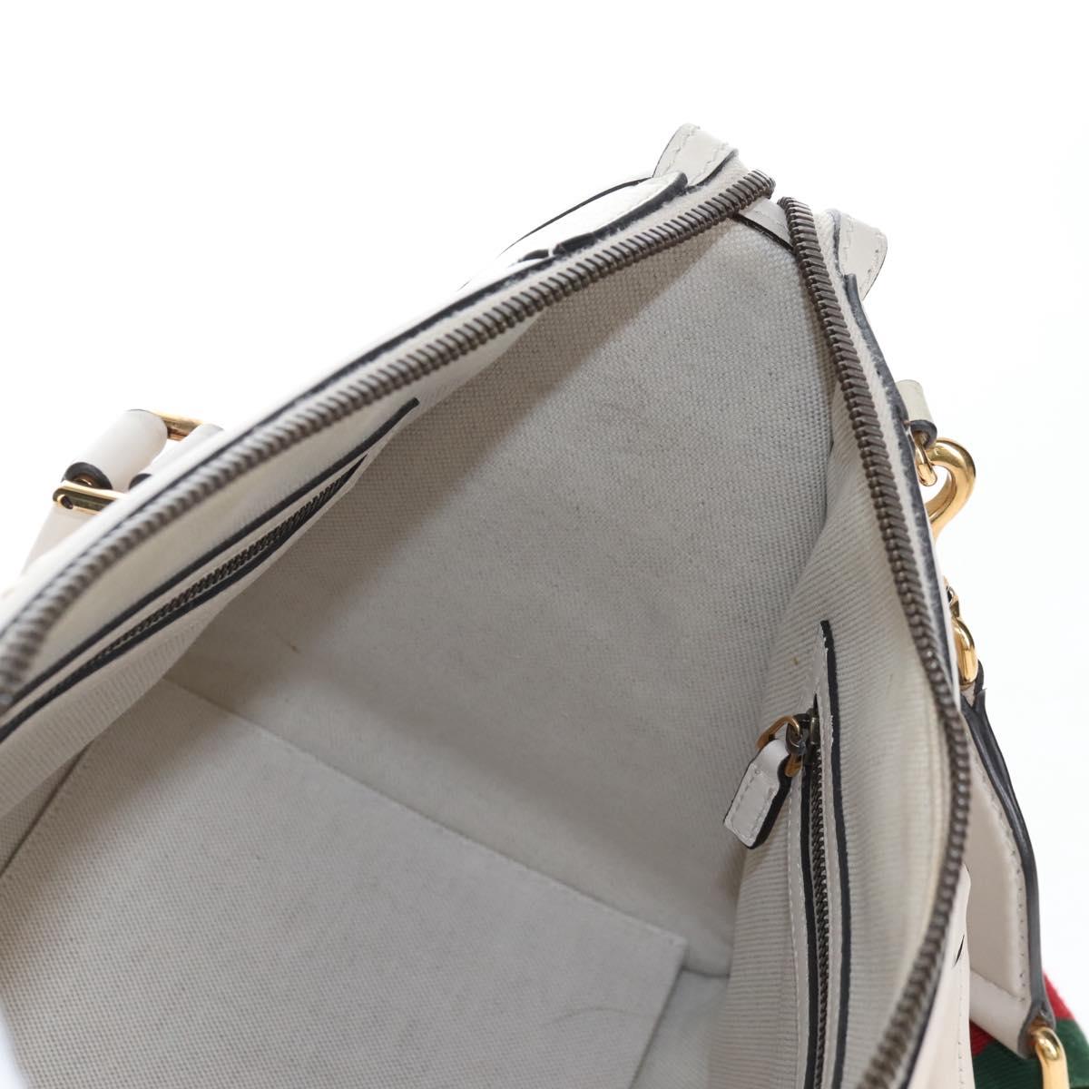 GUCCI Ophdia GG Sherry Line Hand Bag Leather 2way White Gold 715666 Auth 207006V