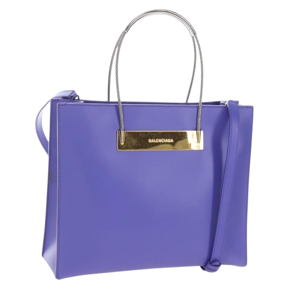 Balenciaga Hand Bag Leather 2way Purple Gold Silver Auth 207015V