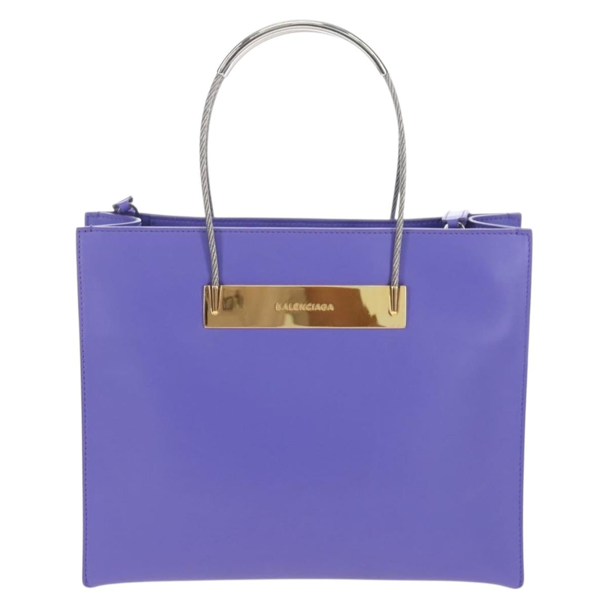 Balenciaga Hand Bag Leather 2way Purple Gold Silver Auth 207015V
