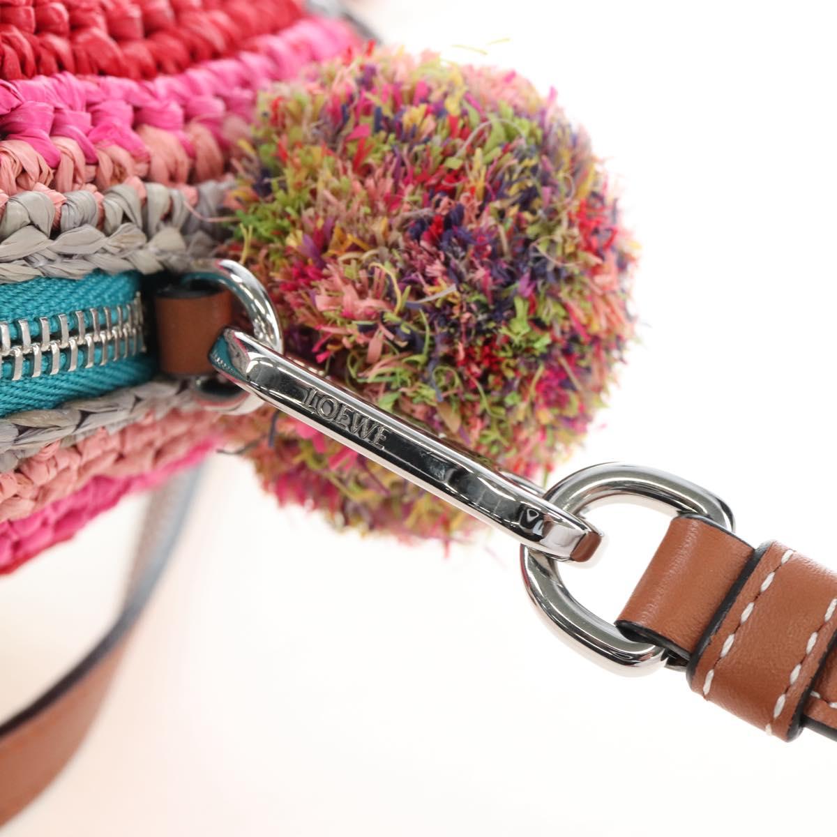 LOEWE Shoulder Bag Raffia Multicolor Silver Auth 207023SAM