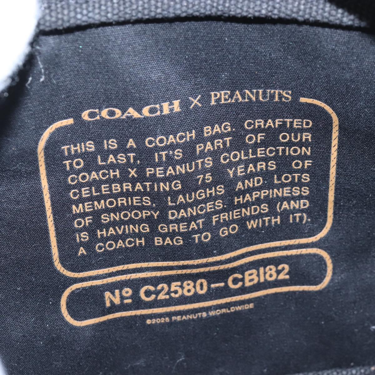 Coach Snoopy Shoulder Bag Canvas Black Silver Auth 207042A