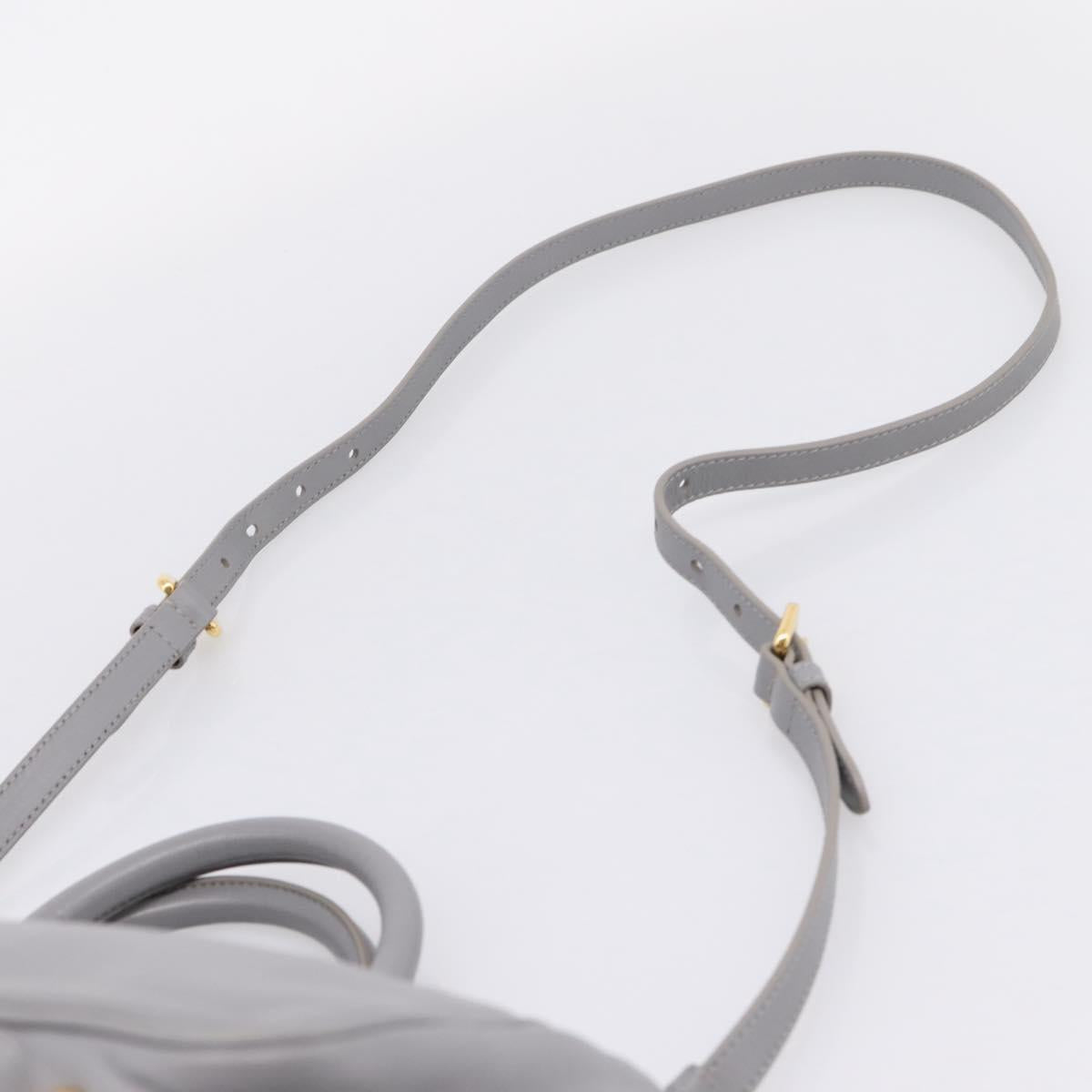PRADA Hand Bag Leather 2way Gray Gold Auth 207057V