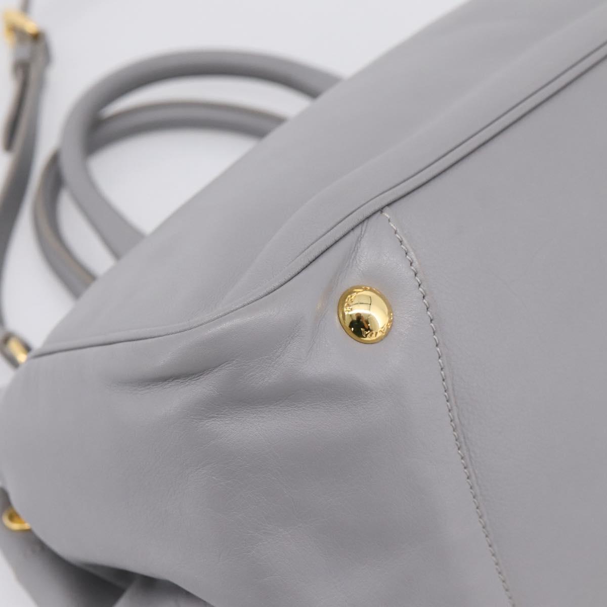 PRADA Hand Bag Leather 2way Gray Gold Auth 207057V