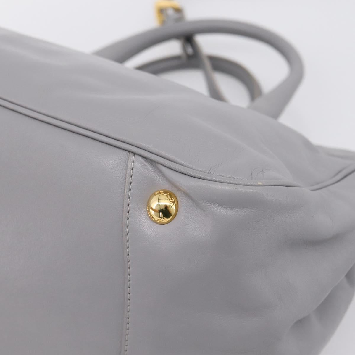 PRADA Hand Bag Leather 2way Gray Gold Auth 207057V
