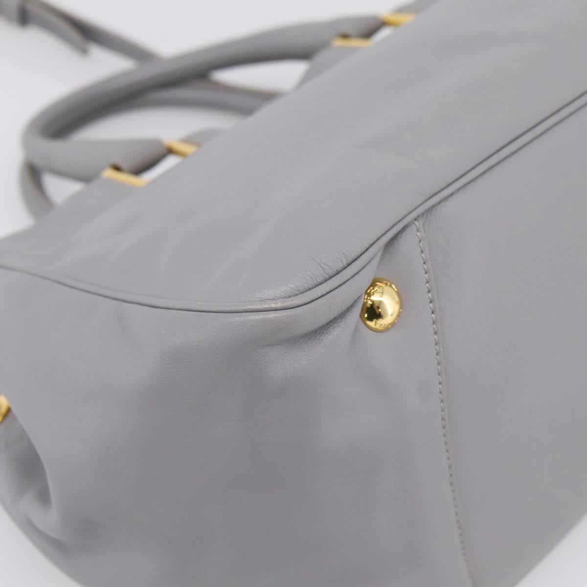 PRADA Hand Bag Leather 2way Gray Gold Auth 207057V