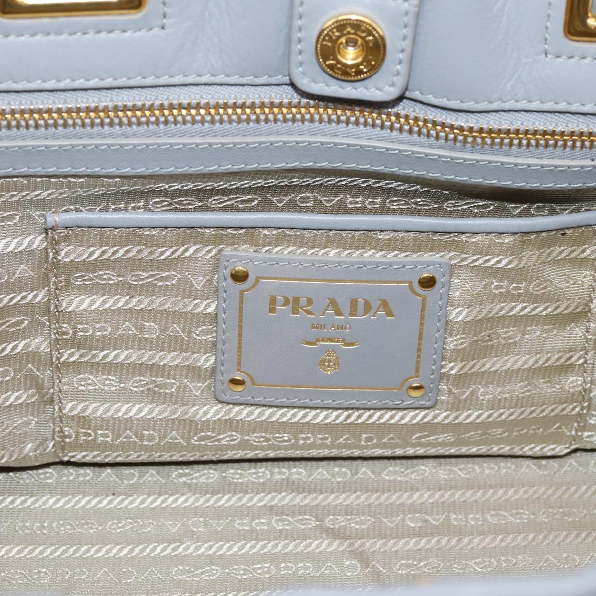PRADA Hand Bag Leather 2way Gray Gold Auth 207057V