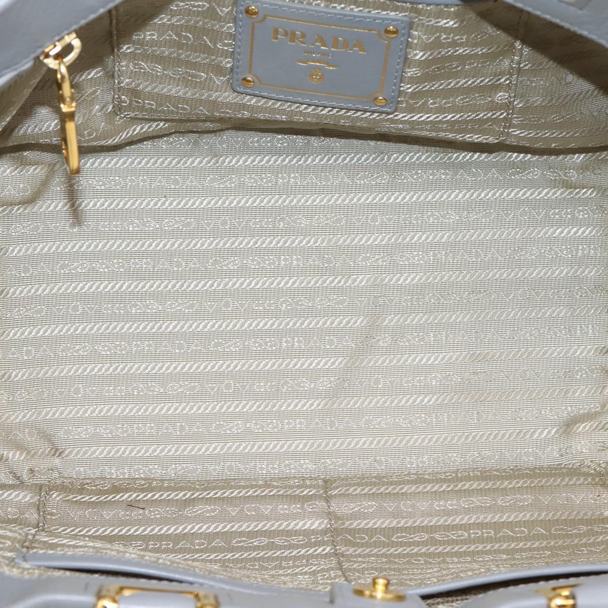 PRADA Hand Bag Leather 2way Gray Gold Auth 207057V