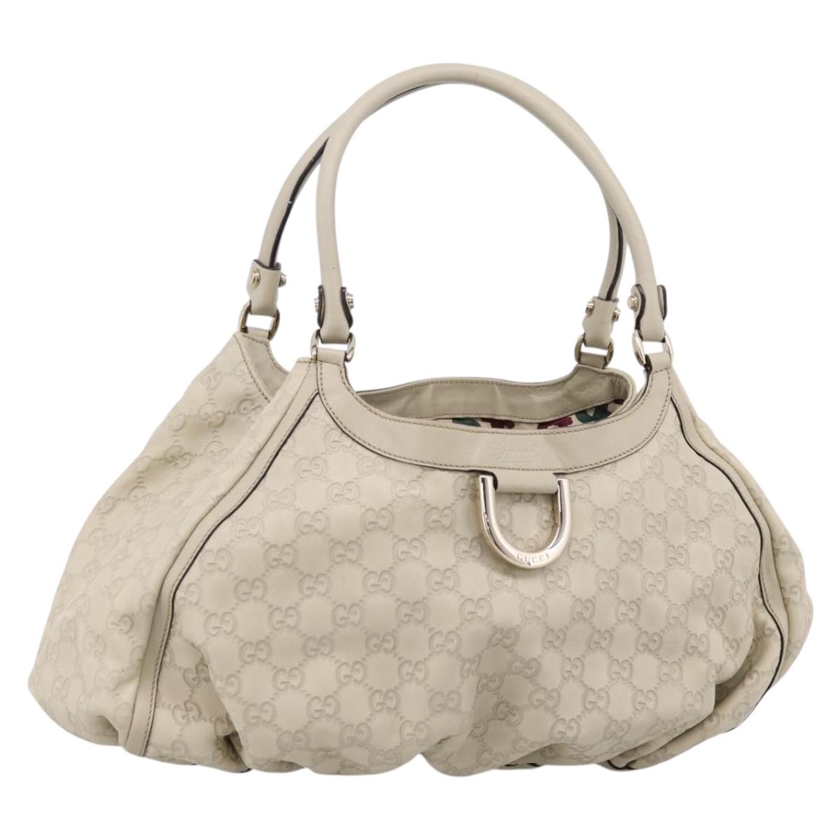 GUCCI GG Canvas Guccissima Abbey Tote Bag Leather White Gold 189835 Auth 207060A