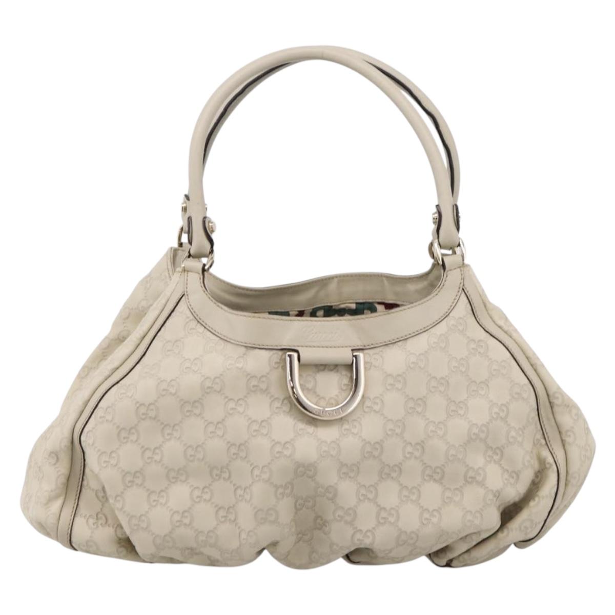 GUCCI GG Canvas Guccissima Abbey Tote Bag Leather White Gold 189835 Auth 207060A