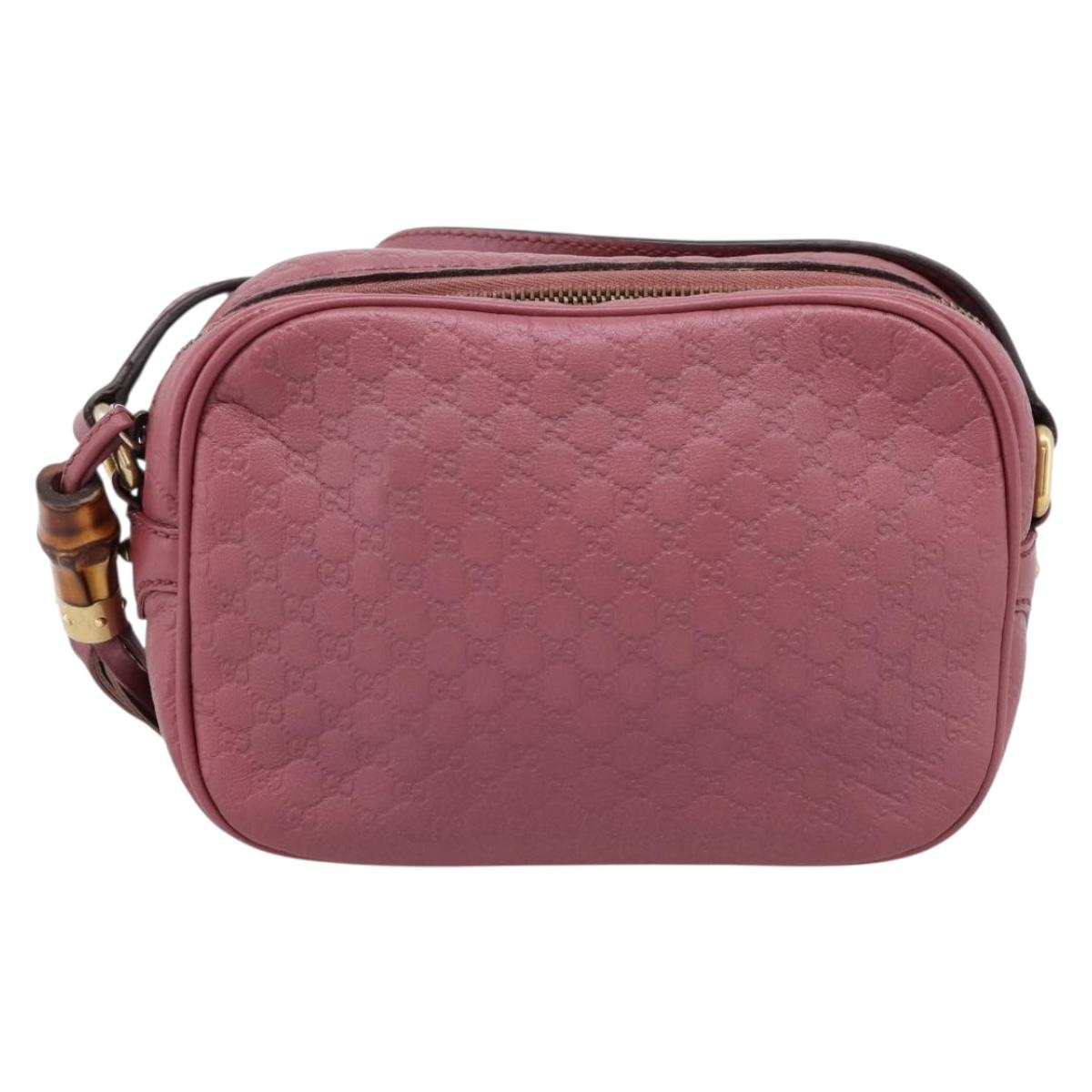 GUCCI Micro GG Canvas Micro Guccissima Bag Leather Gold Pink 309538 Auth 207061