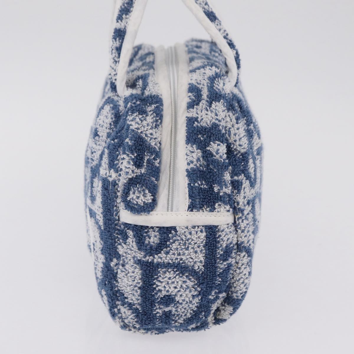 Christian Dior Trotter Canvas Hand Bag pile Blue Auth 207064A