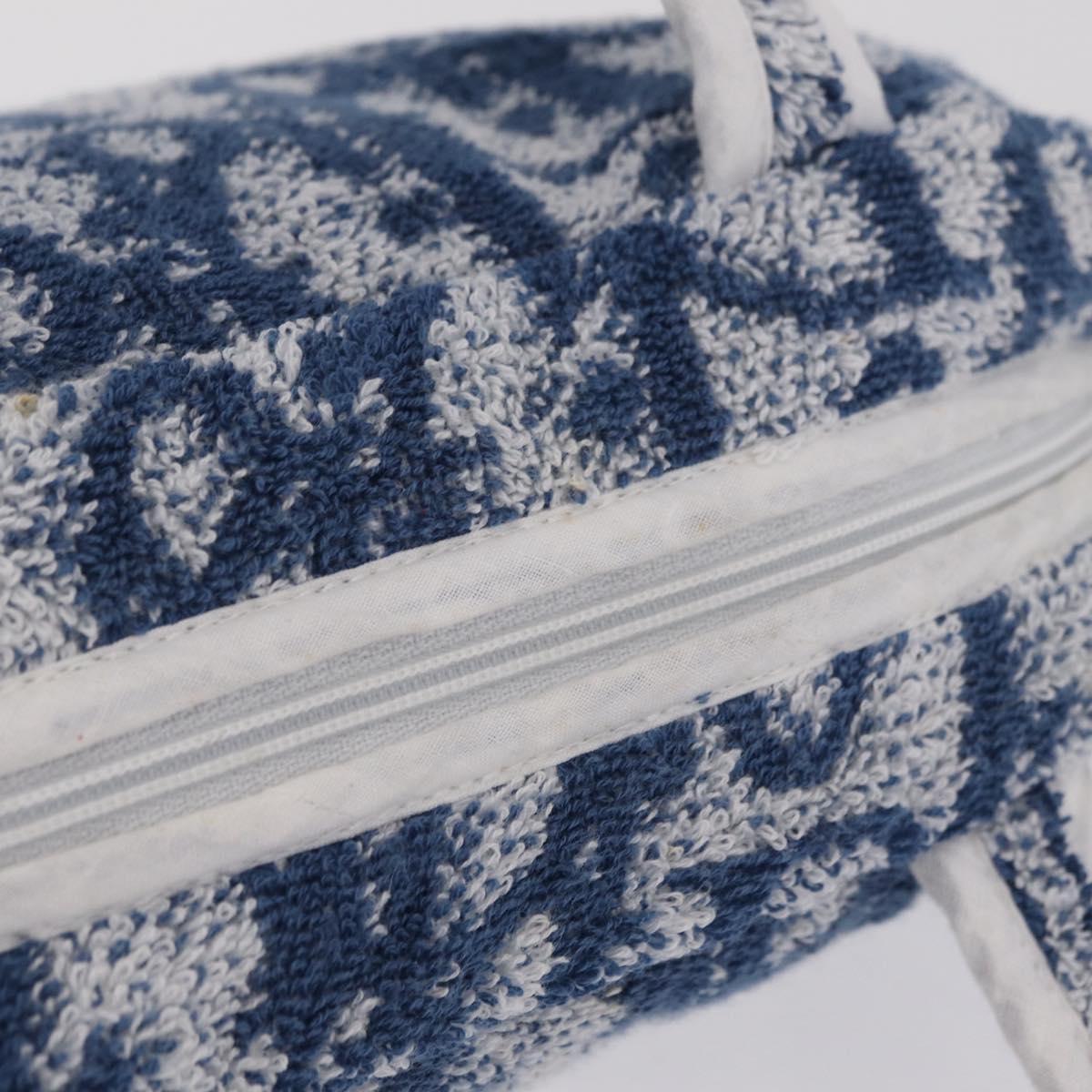 Christian Dior Trotter Canvas Hand Bag pile Blue Auth 207064A