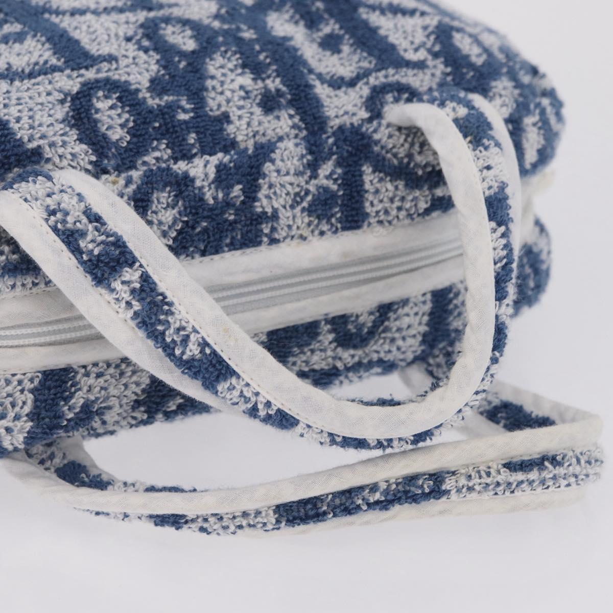 Christian Dior Trotter Canvas Hand Bag pile Blue Auth 207064A