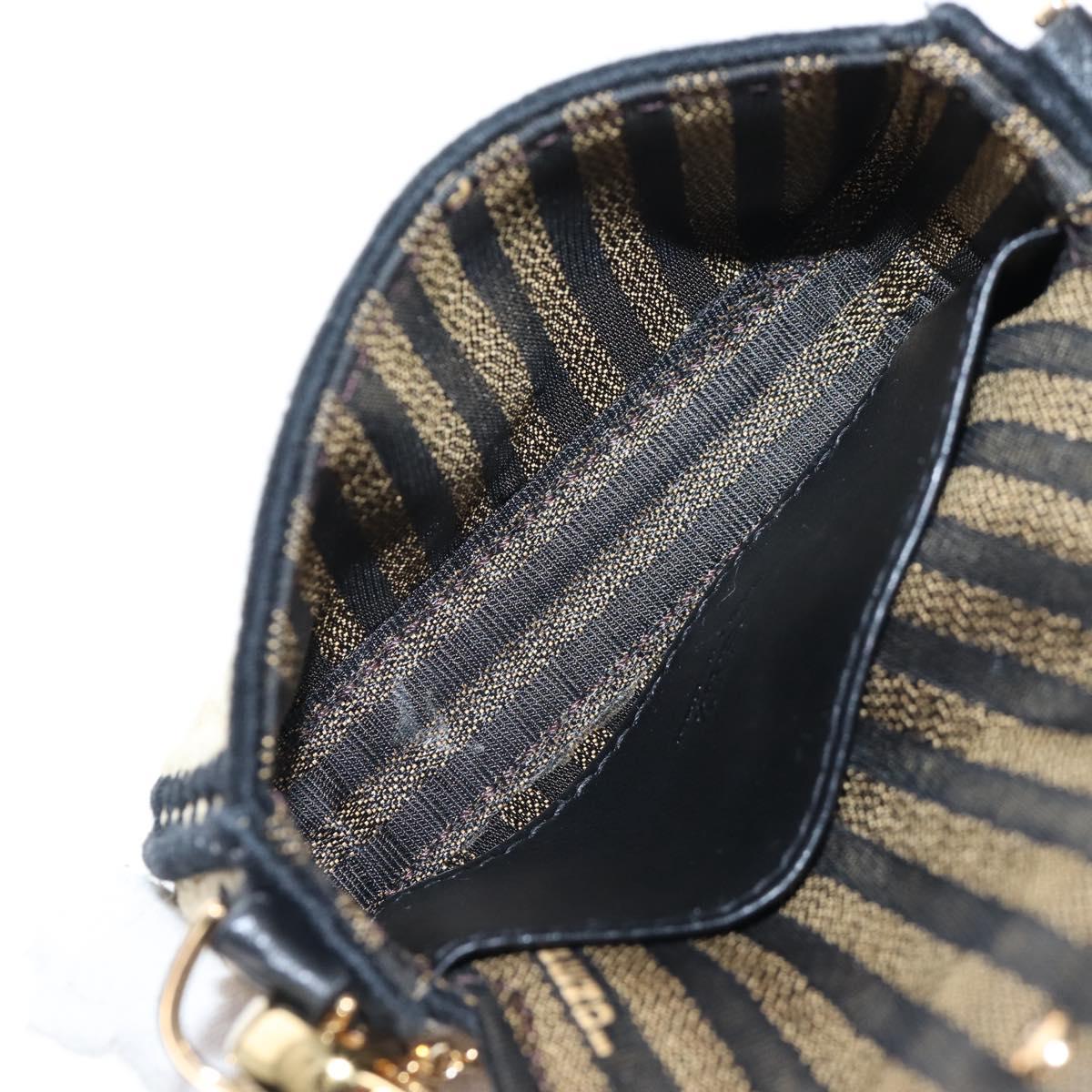 FENDI Nano Bucket Charm Hand Pouch Charm Raffia 2way Beige Gold Auth 207075M