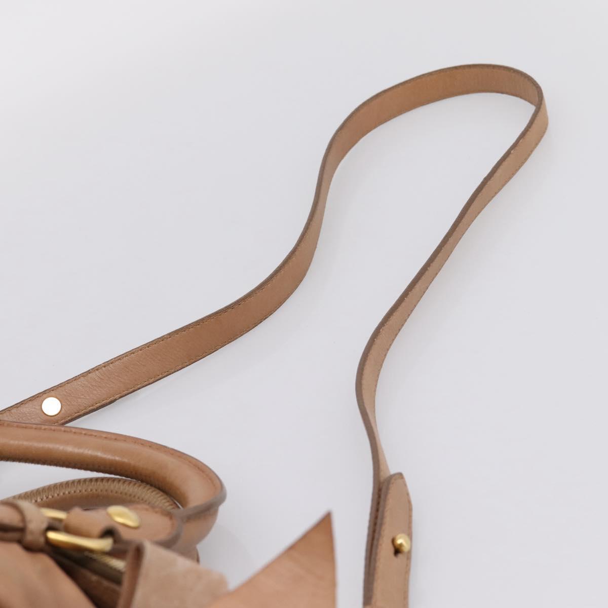 Miu Miu Matelasse Hand Bag Leather 2way Brown Gold Auth 207078A