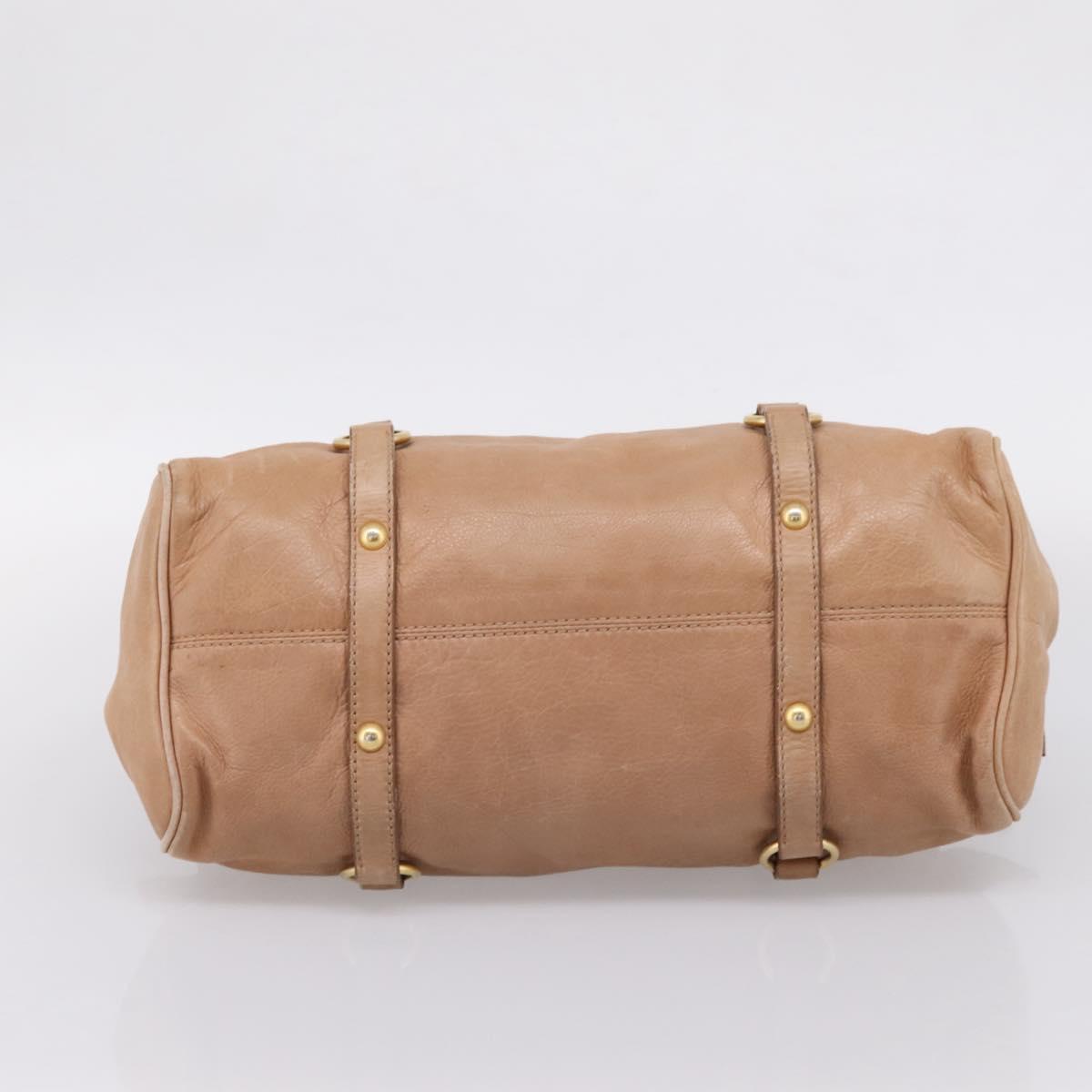 Miu Miu Matelasse Hand Bag Leather 2way Brown Gold Auth 207078A