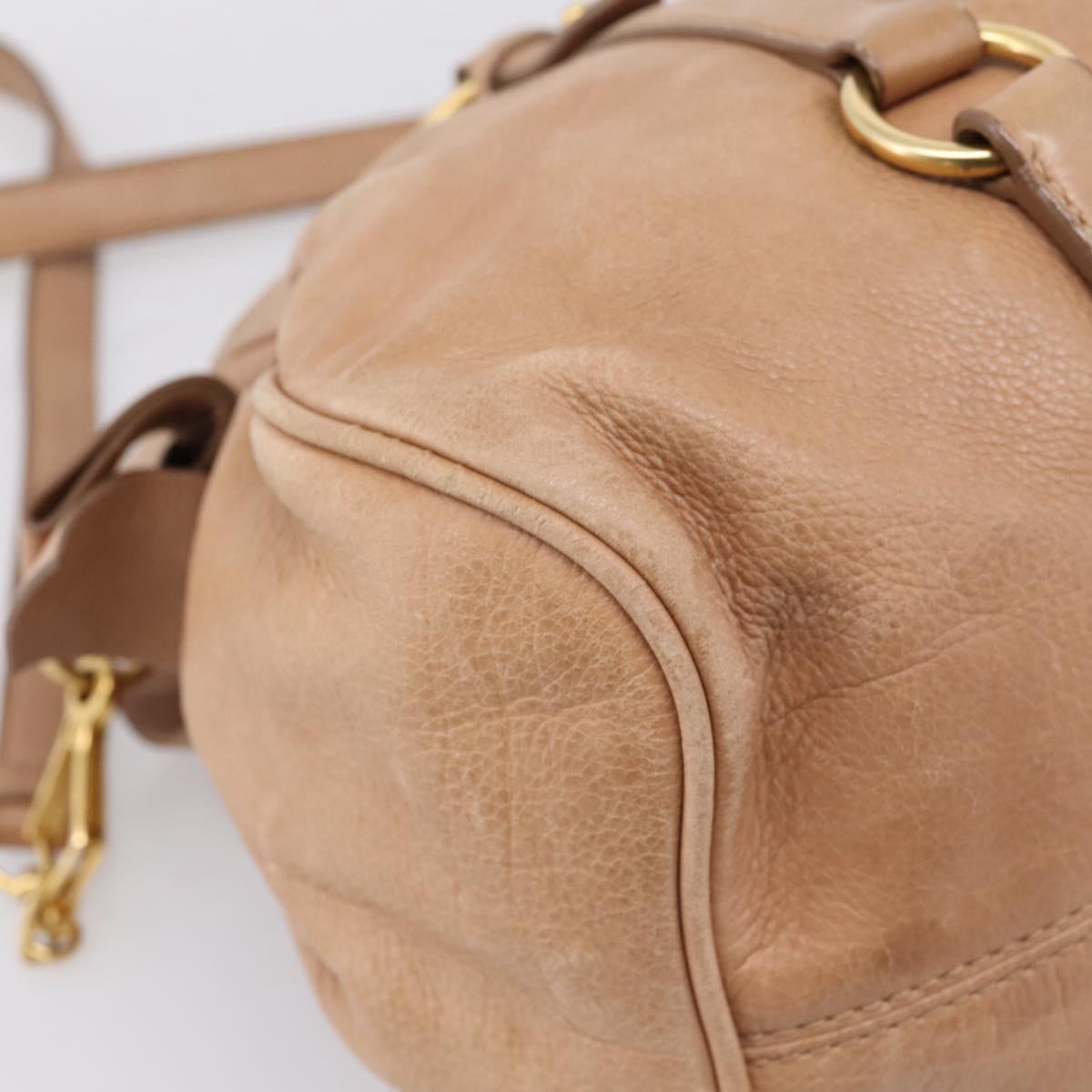 Miu Miu Matelasse Hand Bag Leather 2way Brown Gold Auth 207078A