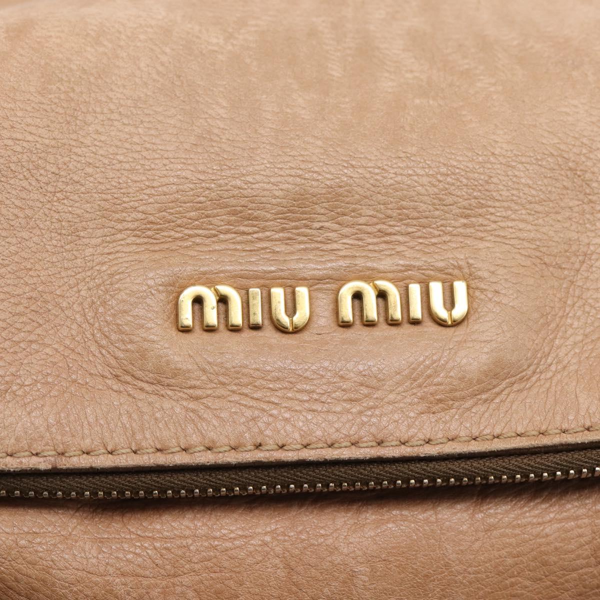 Miu Miu Matelasse Hand Bag Leather 2way Brown Gold Auth 207078A