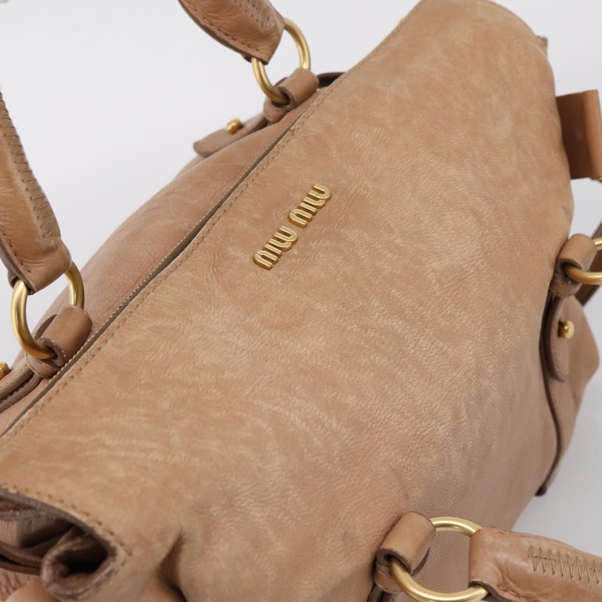 Miu Miu Matelasse Hand Bag Leather 2way Brown Gold Auth 207078A