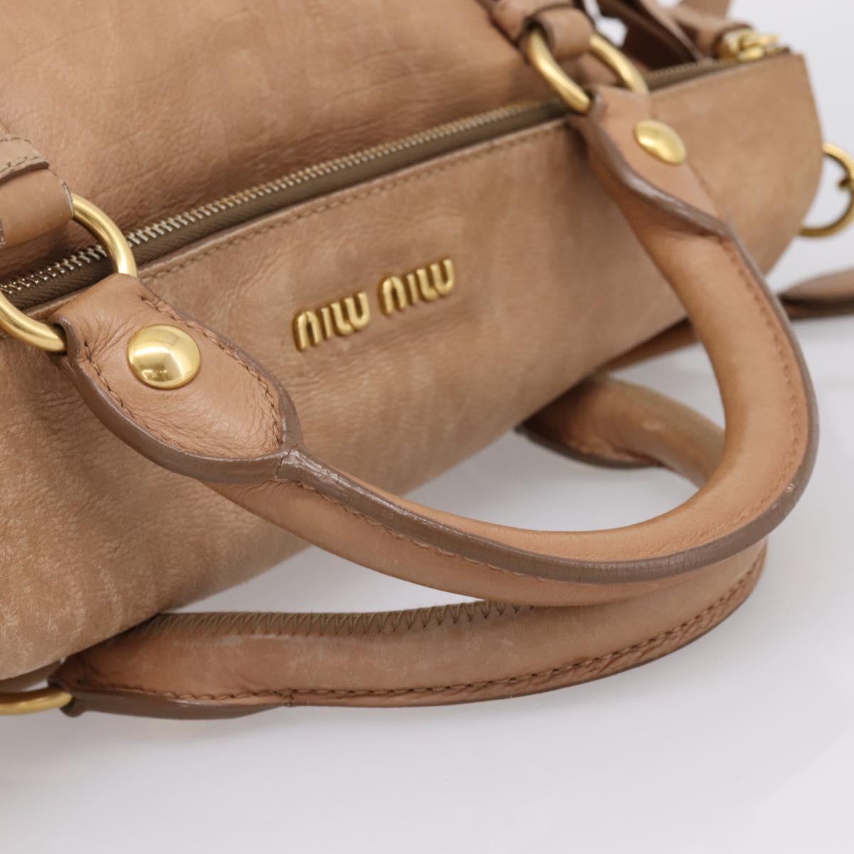 Miu Miu Matelasse Hand Bag Leather 2way Brown Gold Auth 207078A