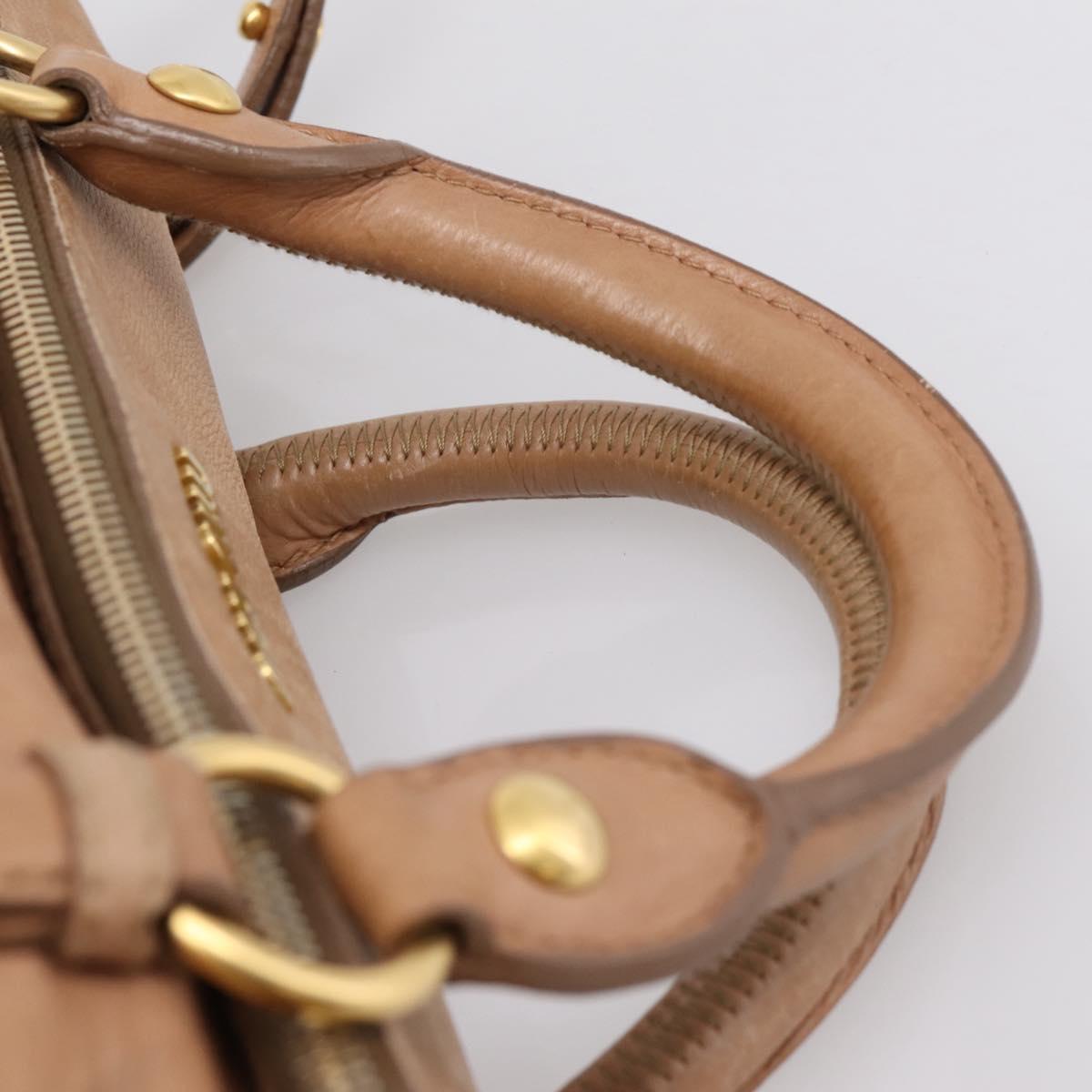 Miu Miu Matelasse Hand Bag Leather 2way Brown Gold Auth 207078A