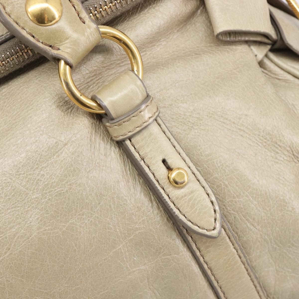 Miu Miu Matelasse Hand Bag Vitellolux 2way Beige Gold Auth 207079M