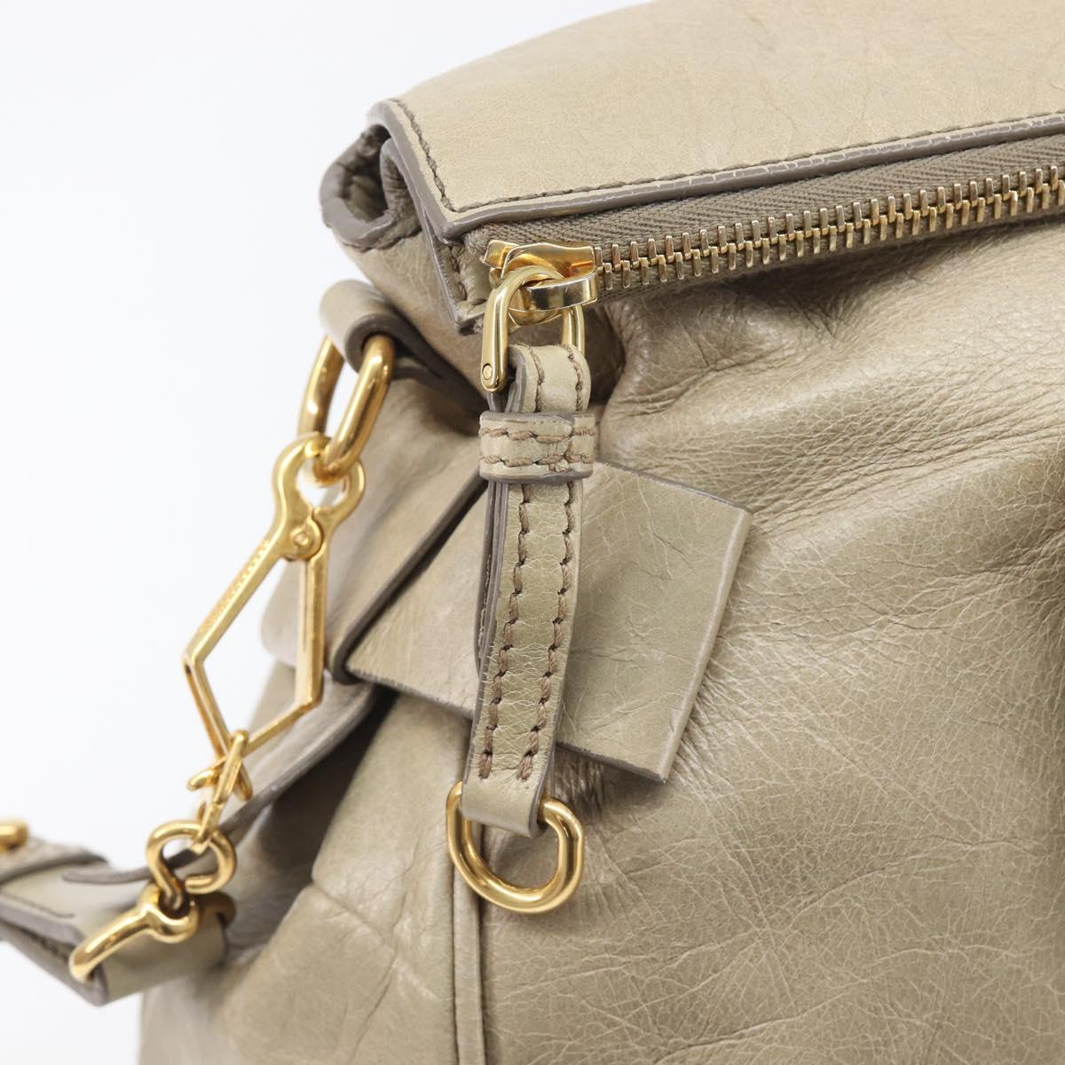 Miu Miu Matelasse Hand Bag Vitellolux 2way Beige Gold Auth 207079M