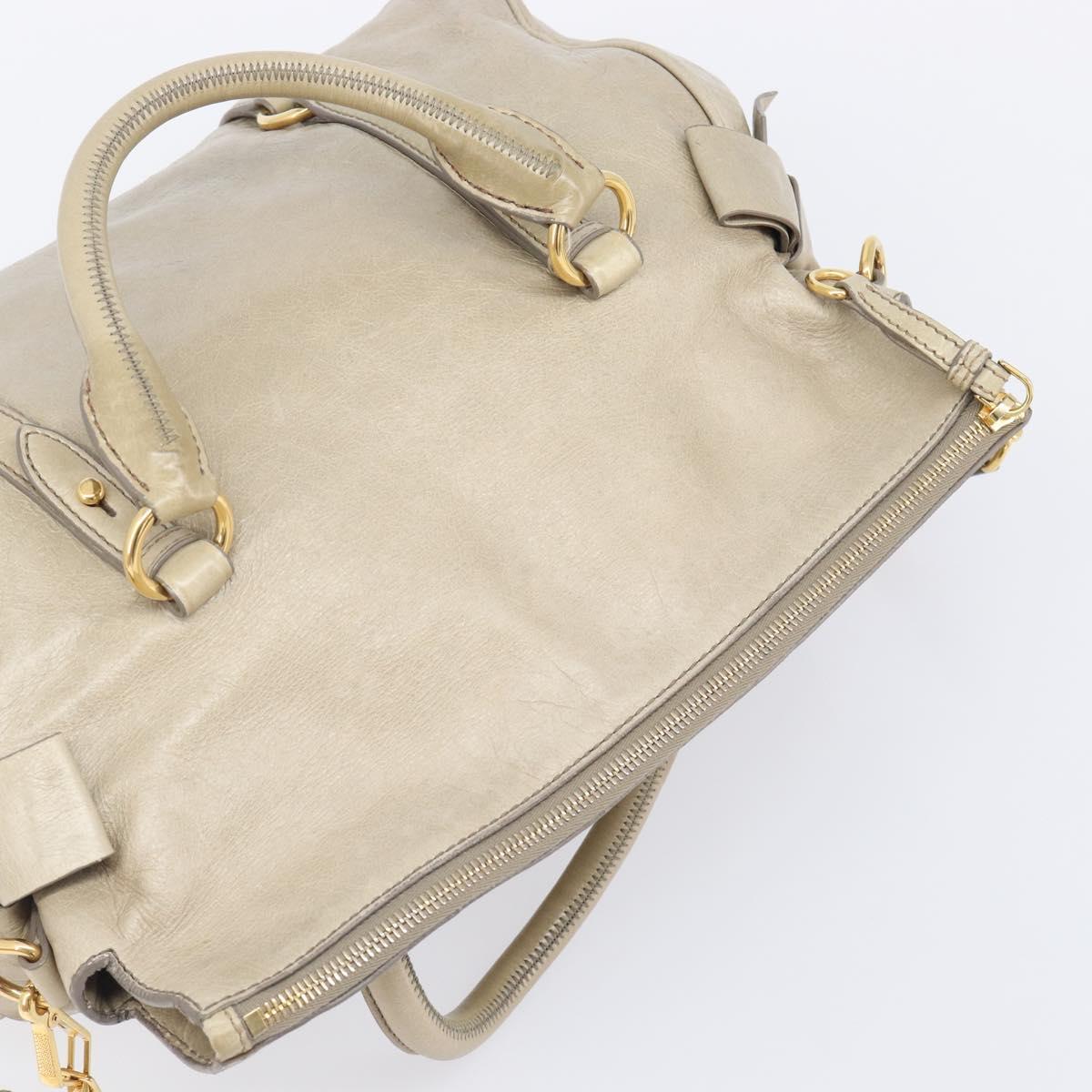 Miu Miu Matelasse Hand Bag Vitellolux 2way Beige Gold Auth 207079M