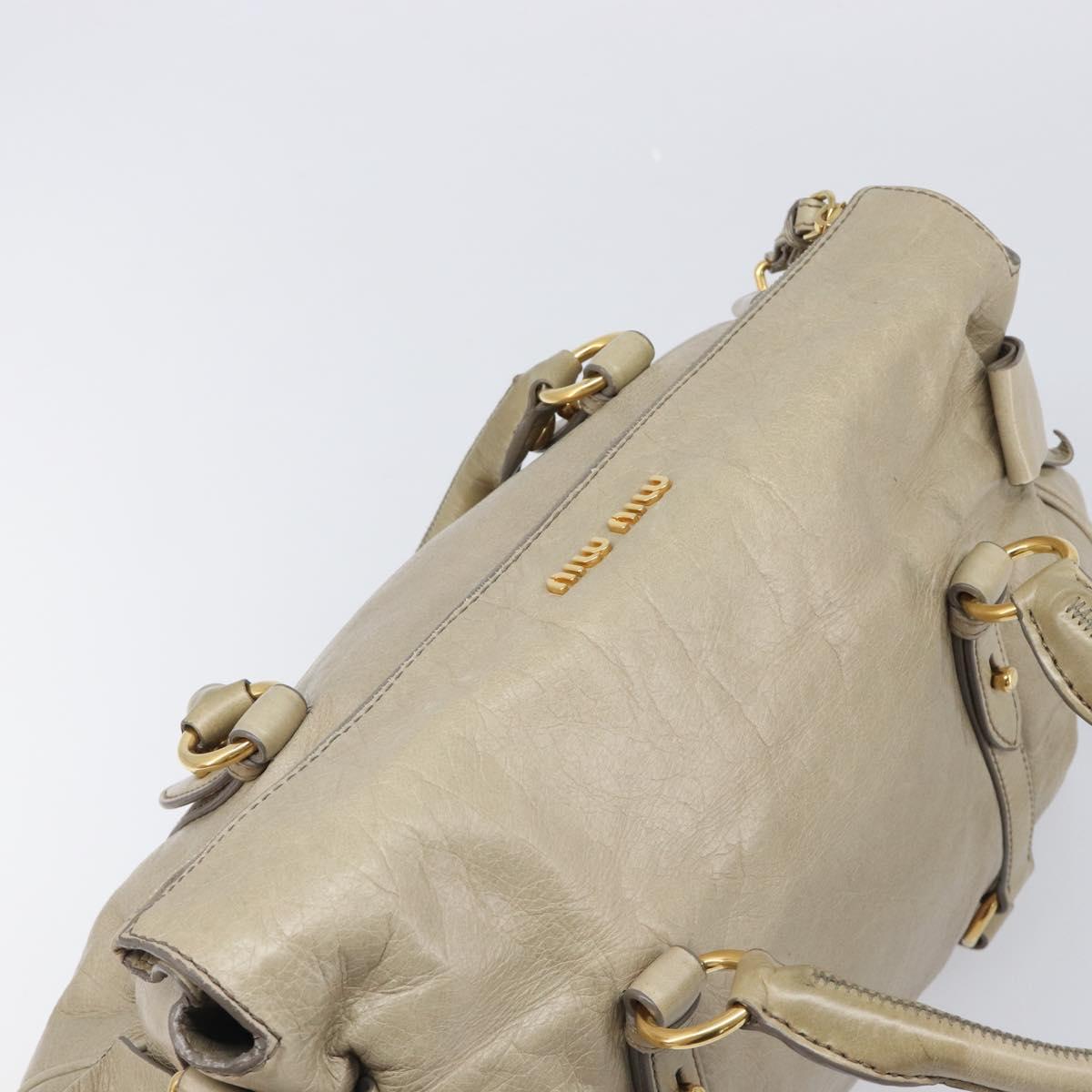 Miu Miu Matelasse Hand Bag Vitellolux 2way Beige Gold Auth 207079M