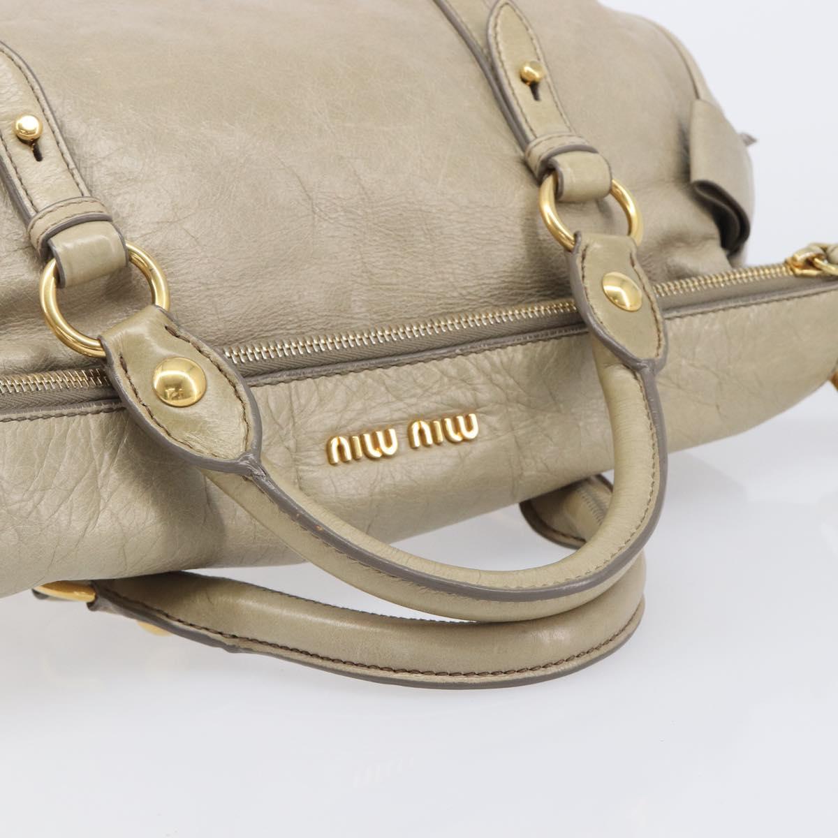 Miu Miu Matelasse Hand Bag Vitellolux 2way Beige Gold Auth 207079M