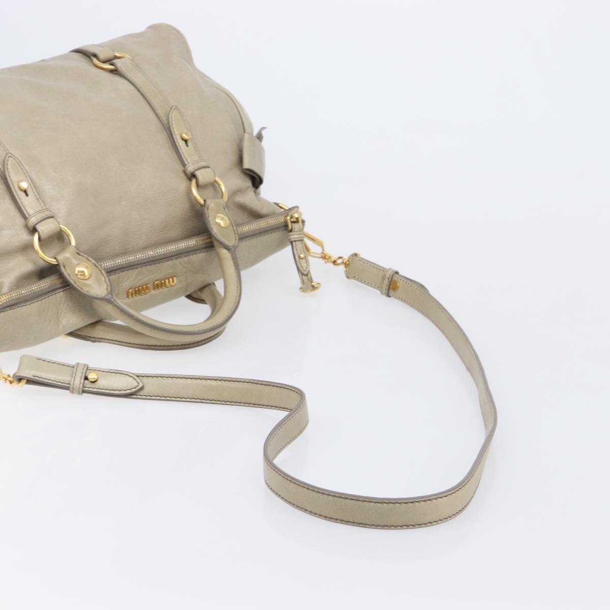 Miu Miu Matelasse Hand Bag Vitellolux 2way Beige Gold Auth 207079M
