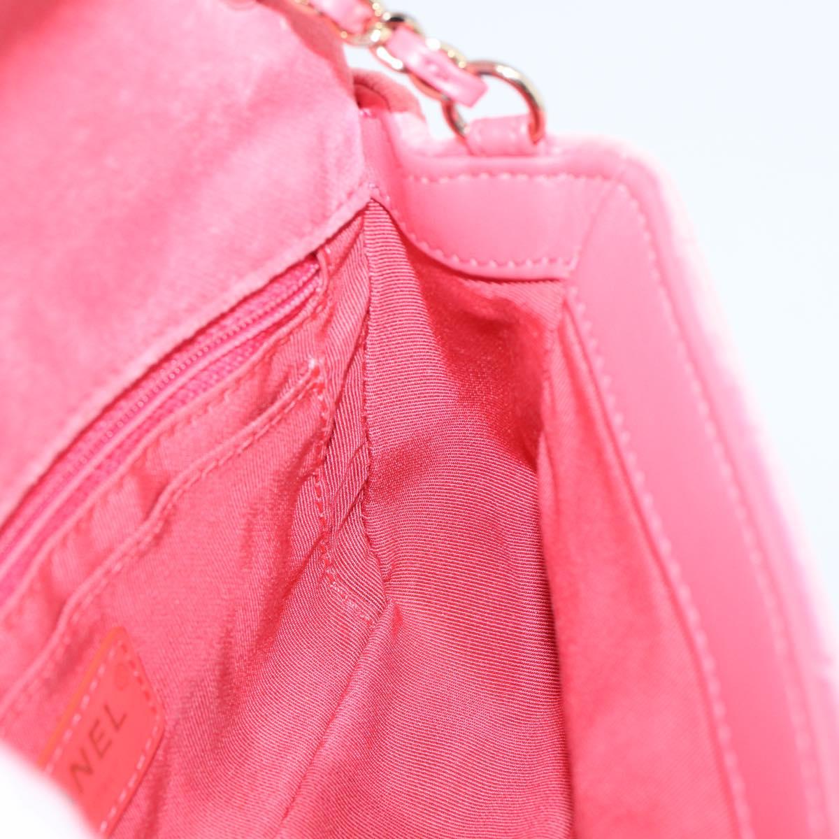 CHANEL Matelasse Chain Shoulder Bag Velor Pink Gold CC Auth 207081SM