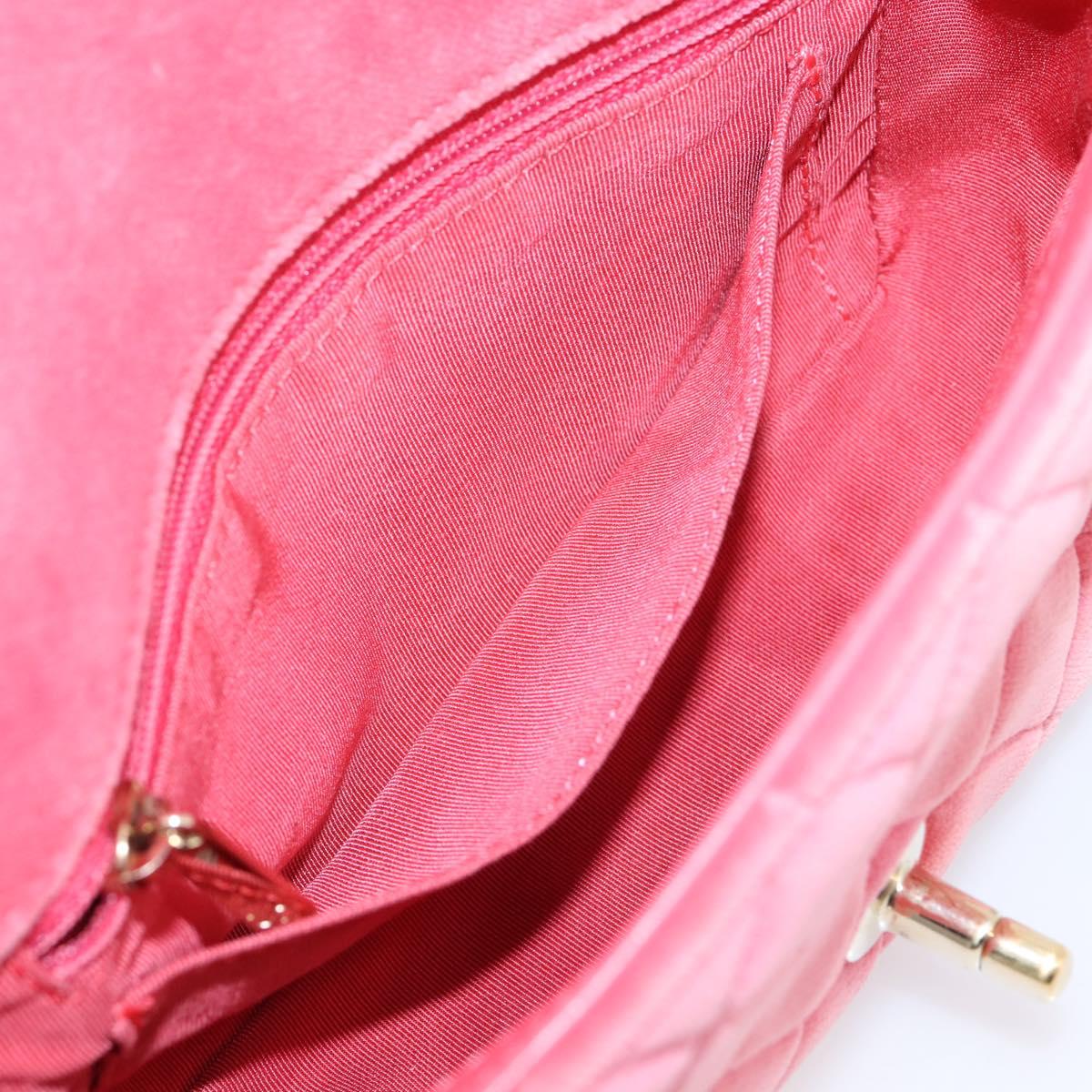 CHANEL Matelasse Chain Shoulder Bag Velor Pink Gold CC Auth 207081SM