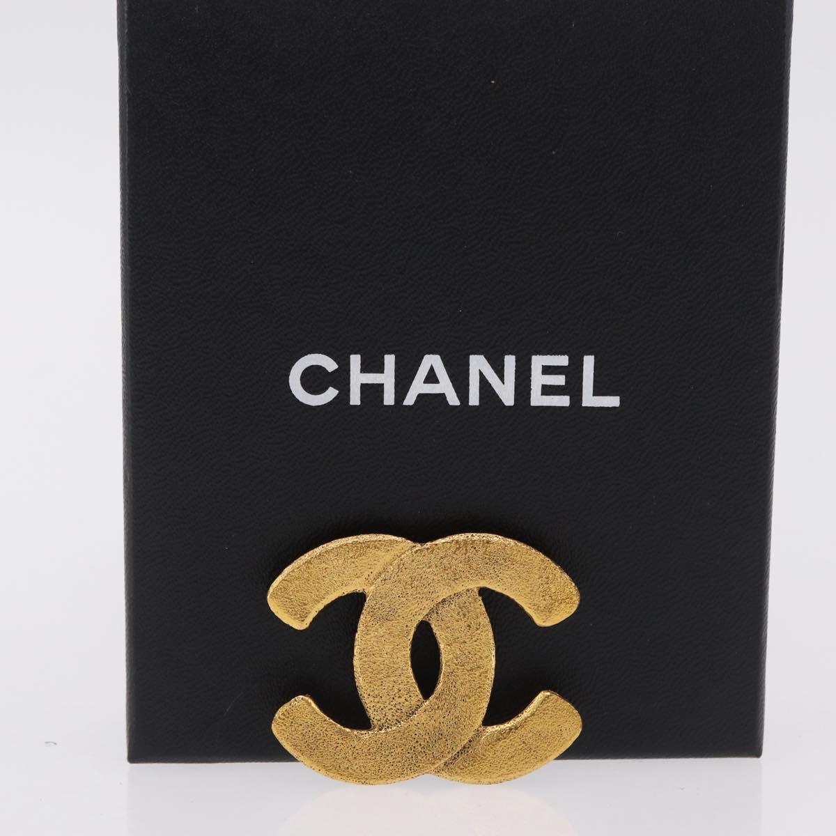 CHANEL COCO Mark Brooch metal Gold CC Auth 207082V