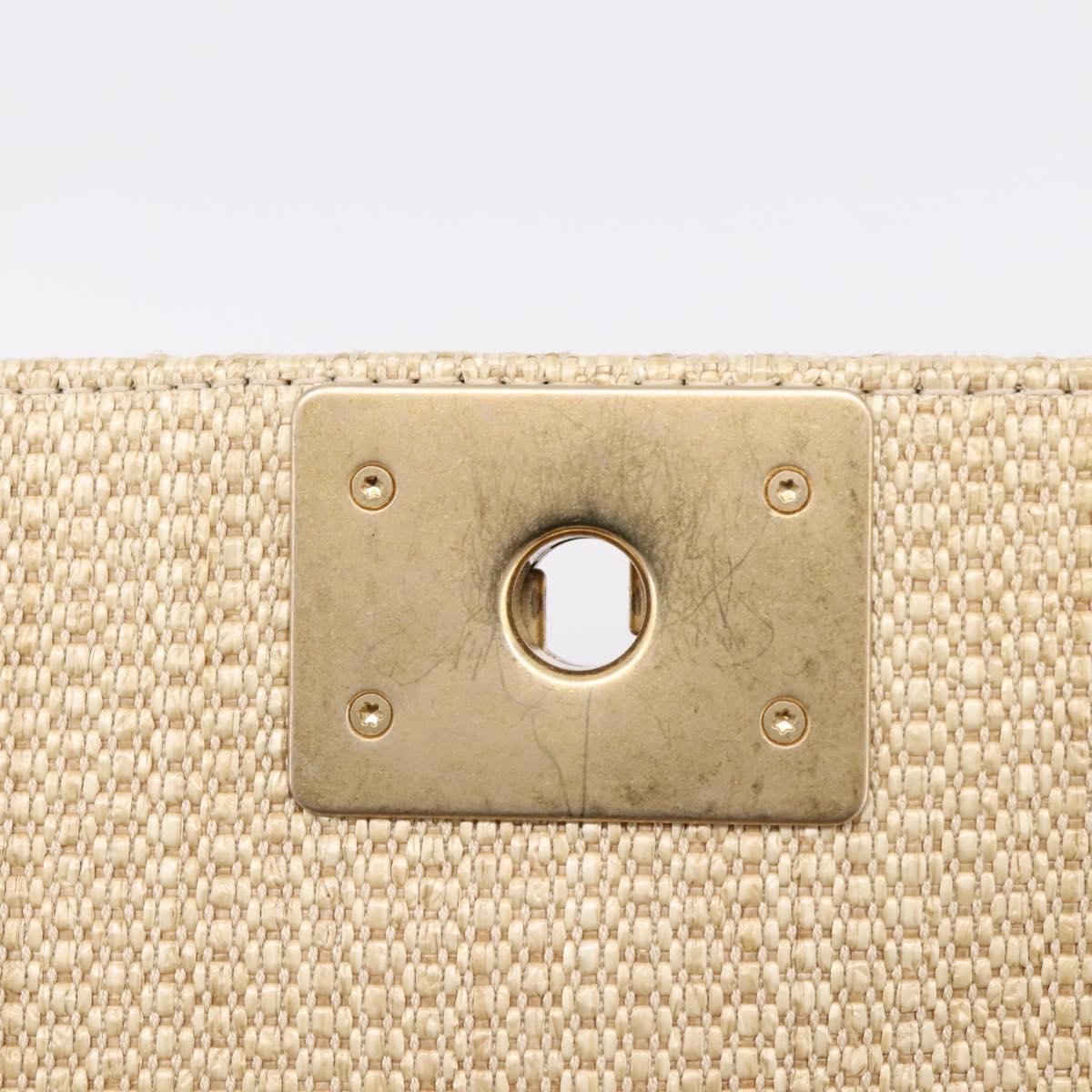 CHANEL Boy Chanel Chain Shoulder Bag Raffia Beige Gold CC Auth 207083SM
