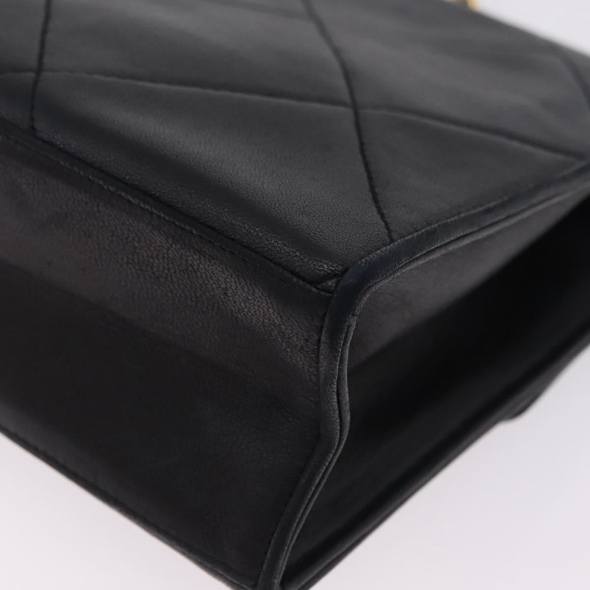 CHANEL Chain Matelasse Shoulder Bag Lamb Skin Black Gold CC Auth 207084V