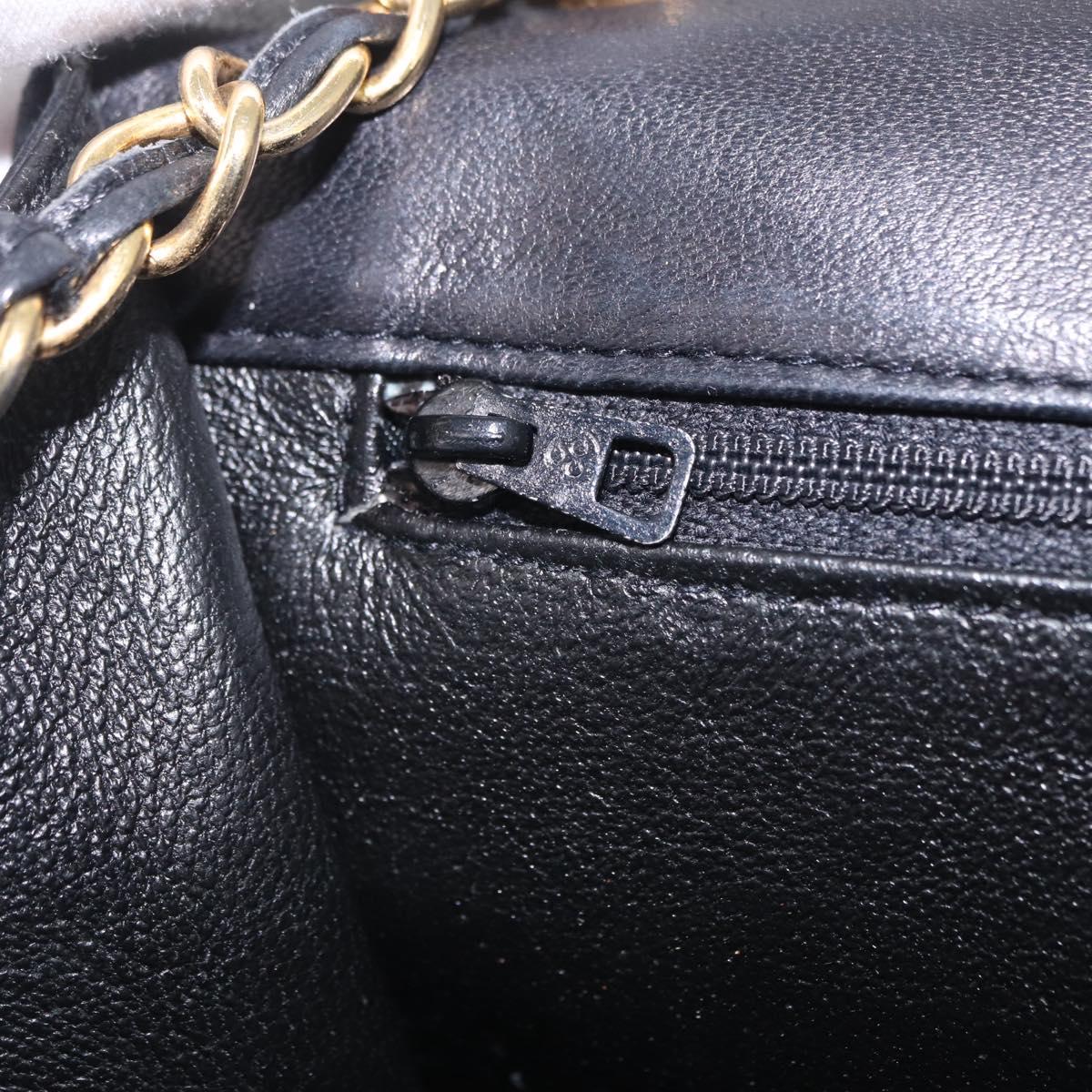 CHANEL Chain Matelasse Shoulder Bag Lamb Skin Black Gold CC Auth 207084V