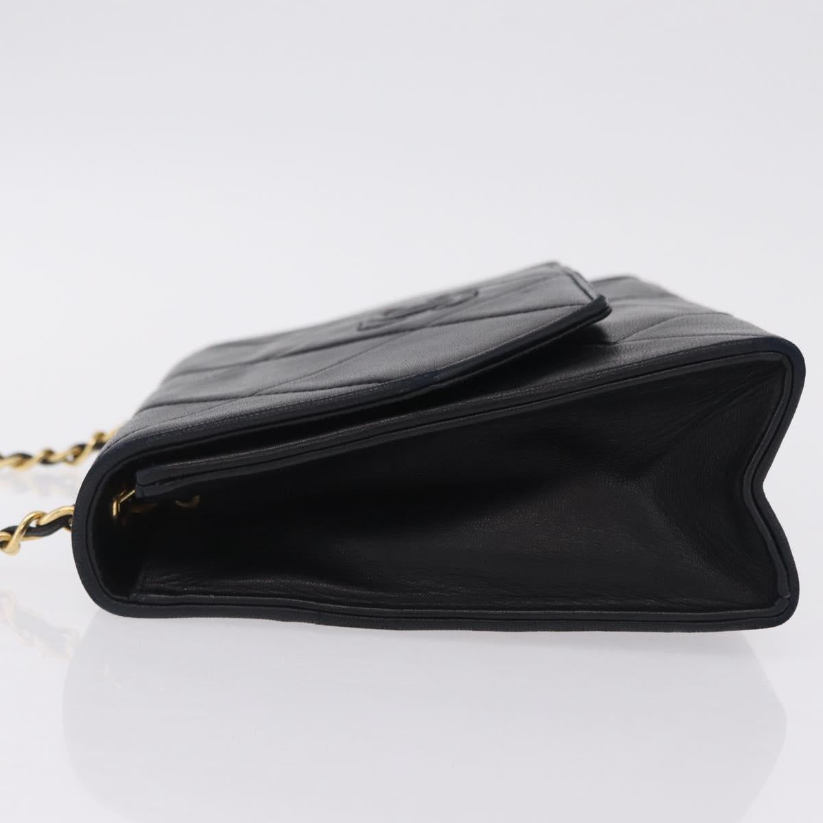 CHANEL Chain Matelasse Shoulder Bag Lamb Skin Black Gold CC Auth 207084V