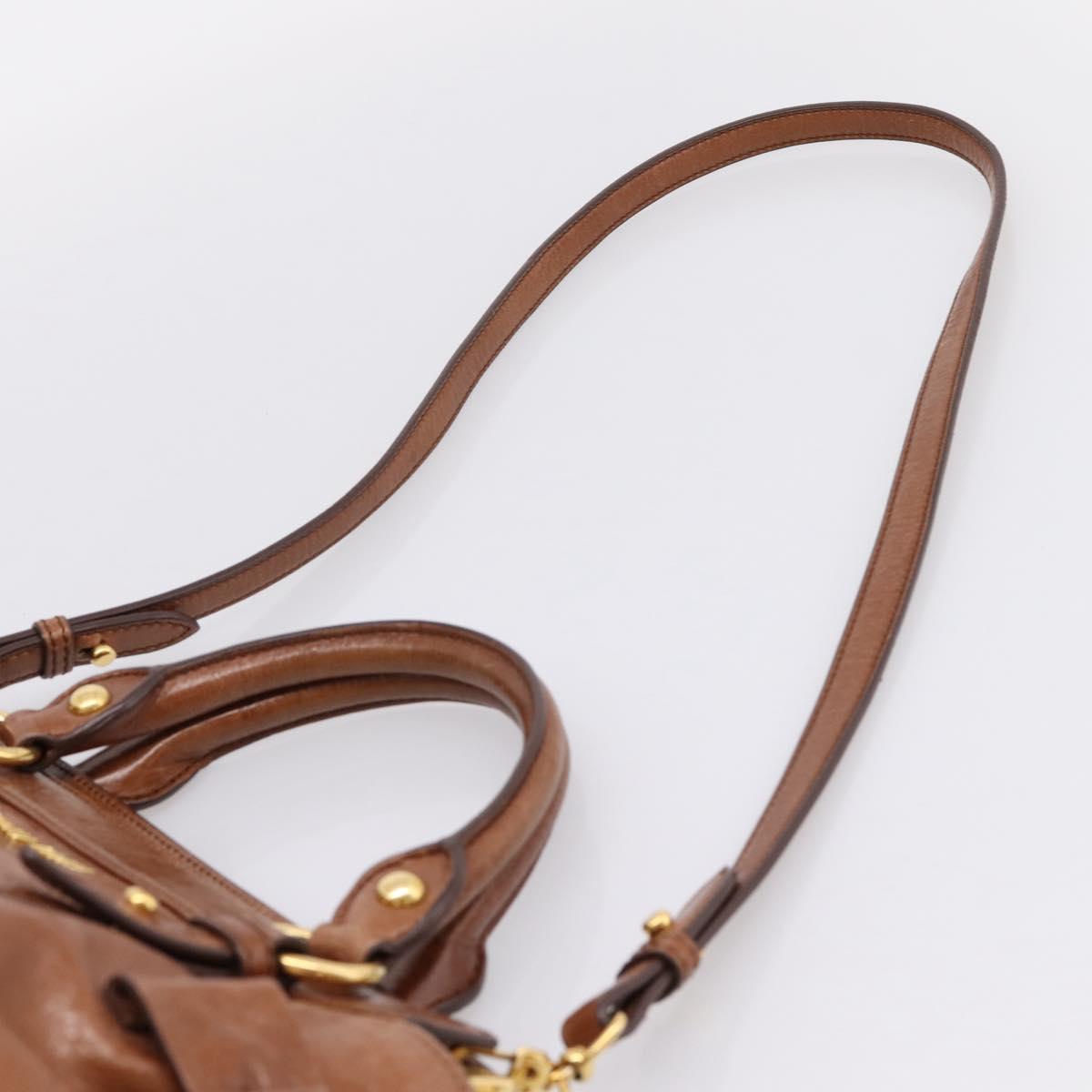Miu Miu Matelasse Hand Bag Vitellolux 2way Brown Gold Auth 207085V