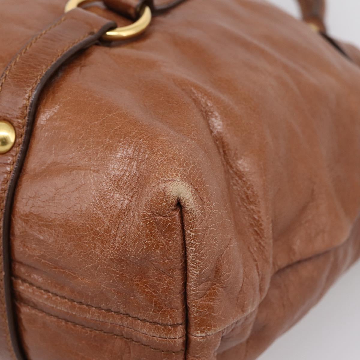 Miu Miu Matelasse Hand Bag Vitellolux 2way Brown Gold Auth 207085V
