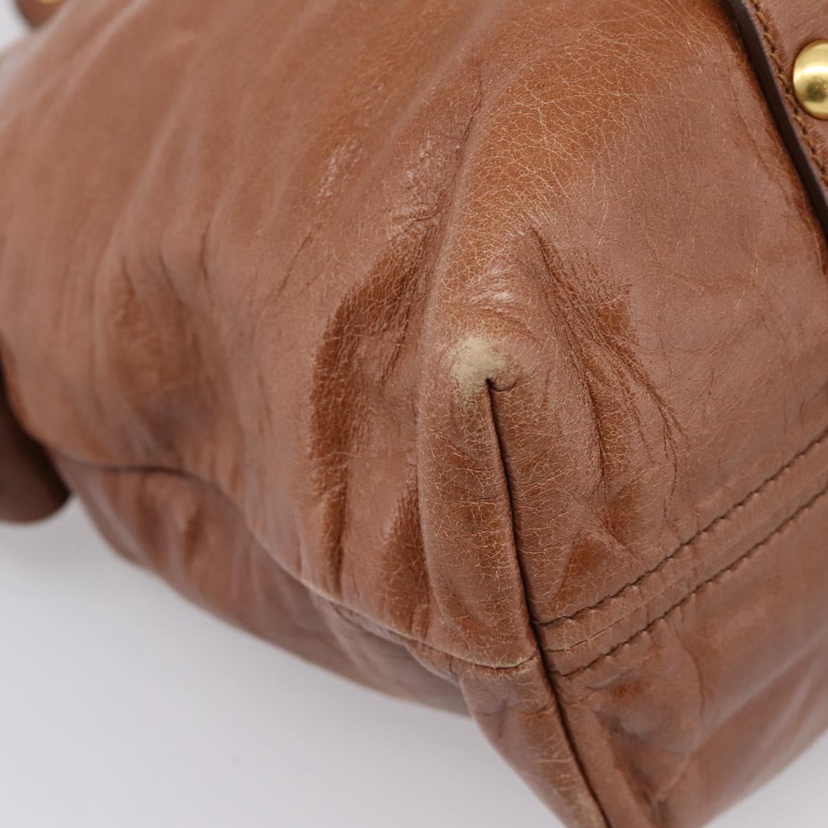 Miu Miu Matelasse Hand Bag Vitellolux 2way Brown Gold Auth 207085V