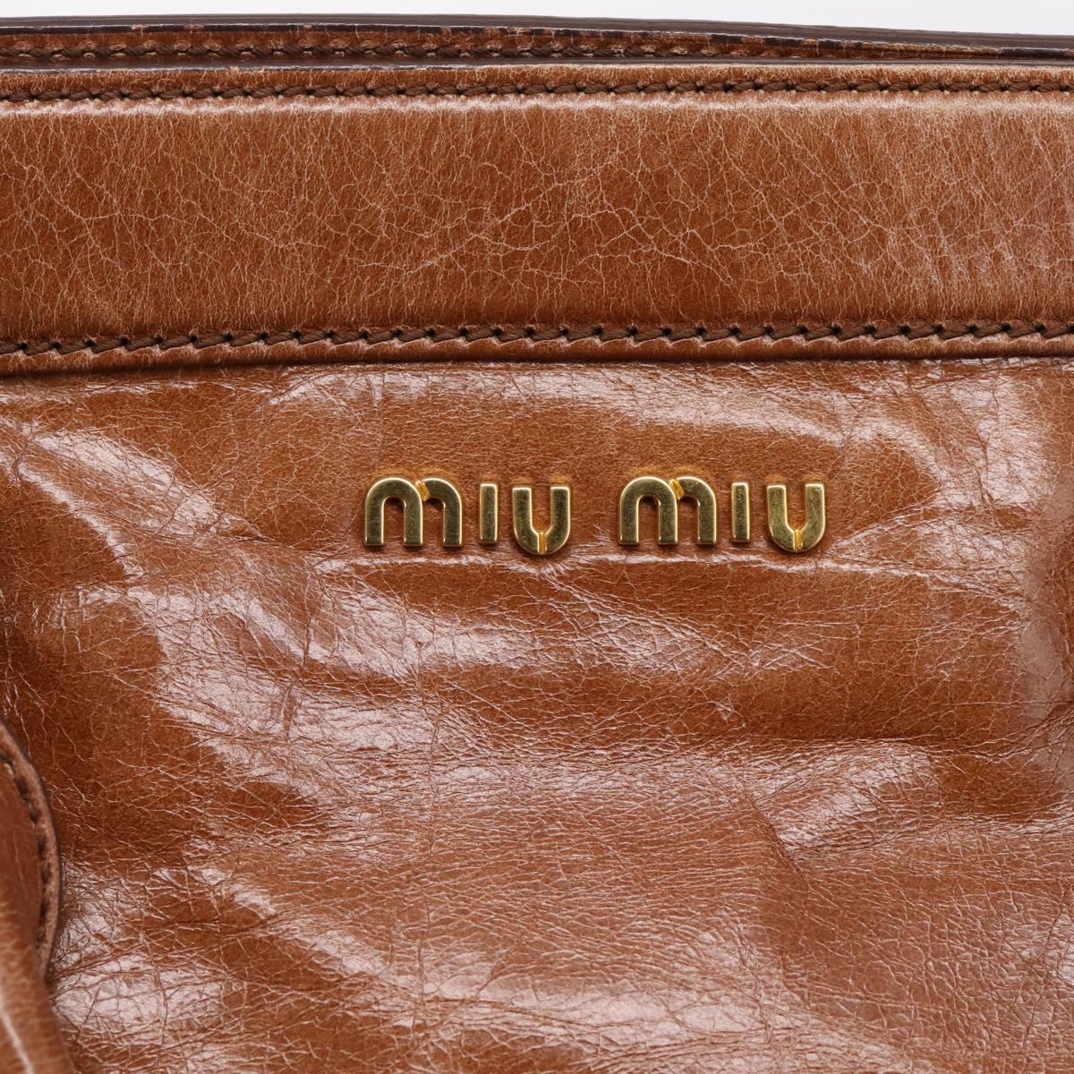 Miu Miu Matelasse Hand Bag Vitellolux 2way Brown Gold Auth 207085V